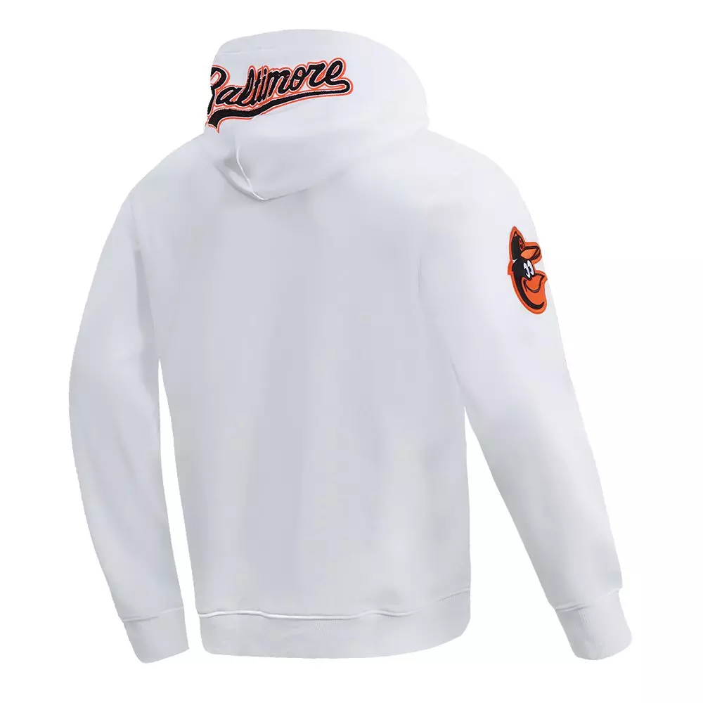 Pro Standard Men's MLB Baltimore Orioles Chenille Pullover Hoodie - WHITE