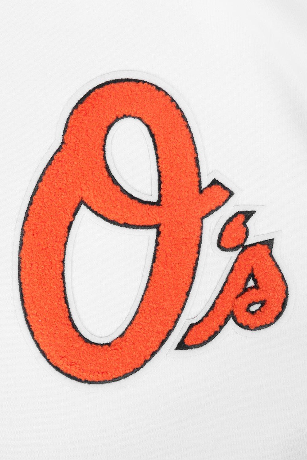 Pro Standard Men's MLB Baltimore Orioles Chenille Pullover Hoodie - WHITE Thumbnail View 6