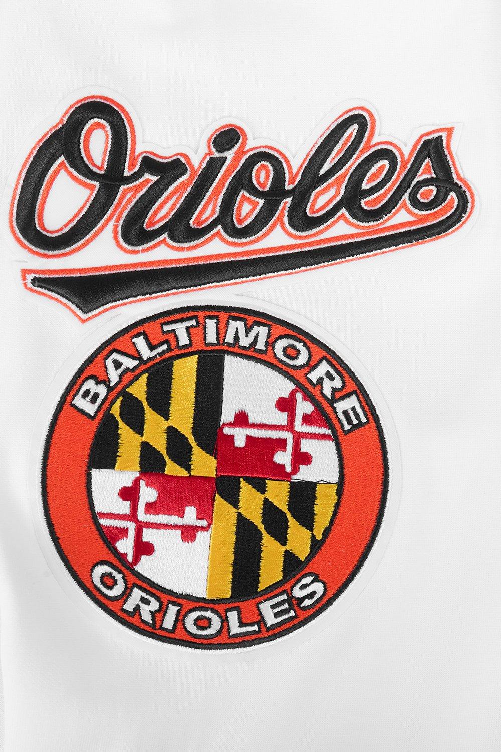 Pro Standard Men's MLB Baltimore Orioles Chenille Pullover Hoodie - WHITE Thumbnail View 7