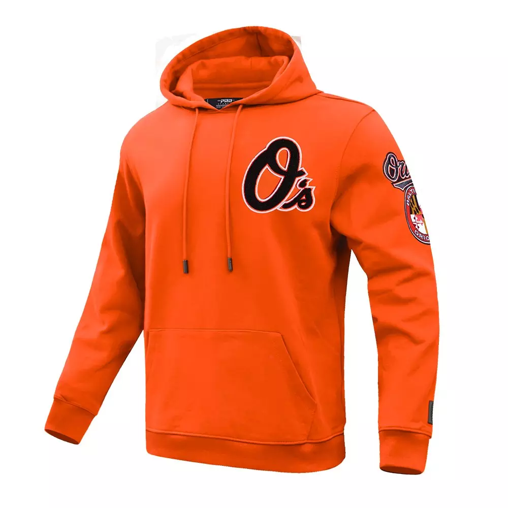 Pro Standard Men's MLB Baltimore Orioles Chenille Pullover Hoodie - ORANGE