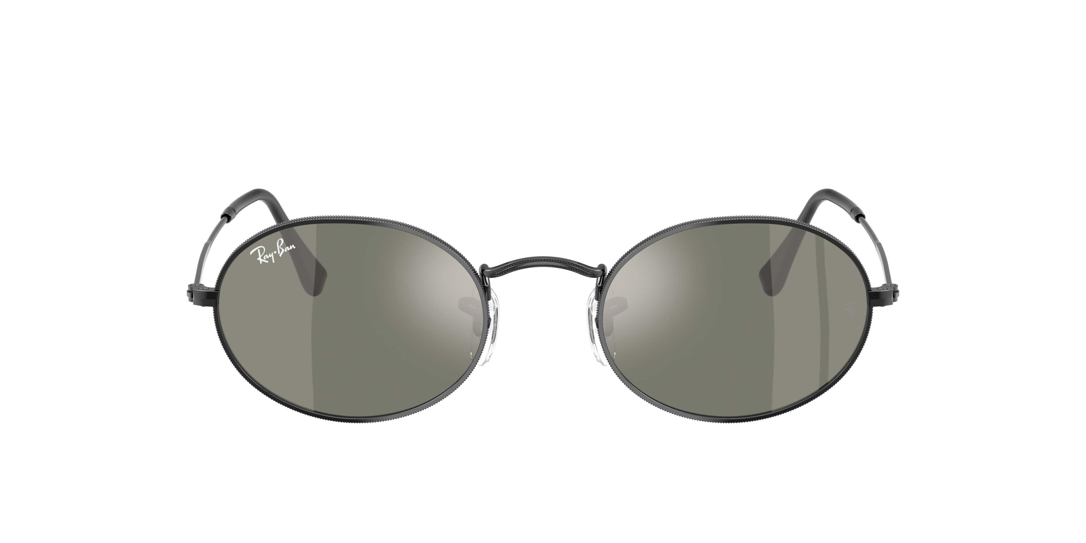 Ray-Ban Oval Flat Lenses Bronze Mirrored Sunglasses &ndash; Polished Black - BLACK Thumbnail View 2