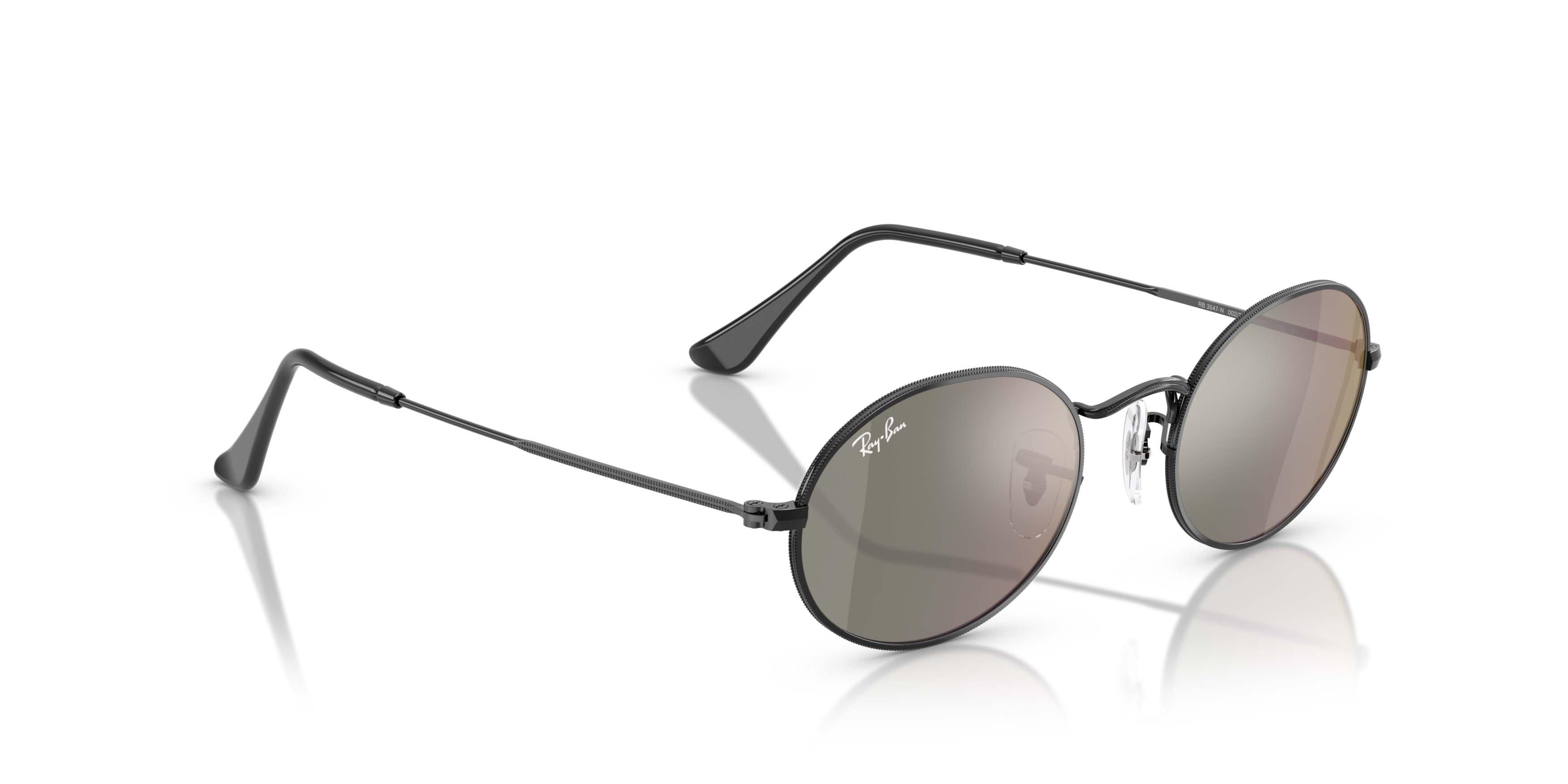 Ray-Ban Oval Flat Lenses Bronze Mirrored Sunglasses &ndash; Polished Black - BLACK Thumbnail View 3