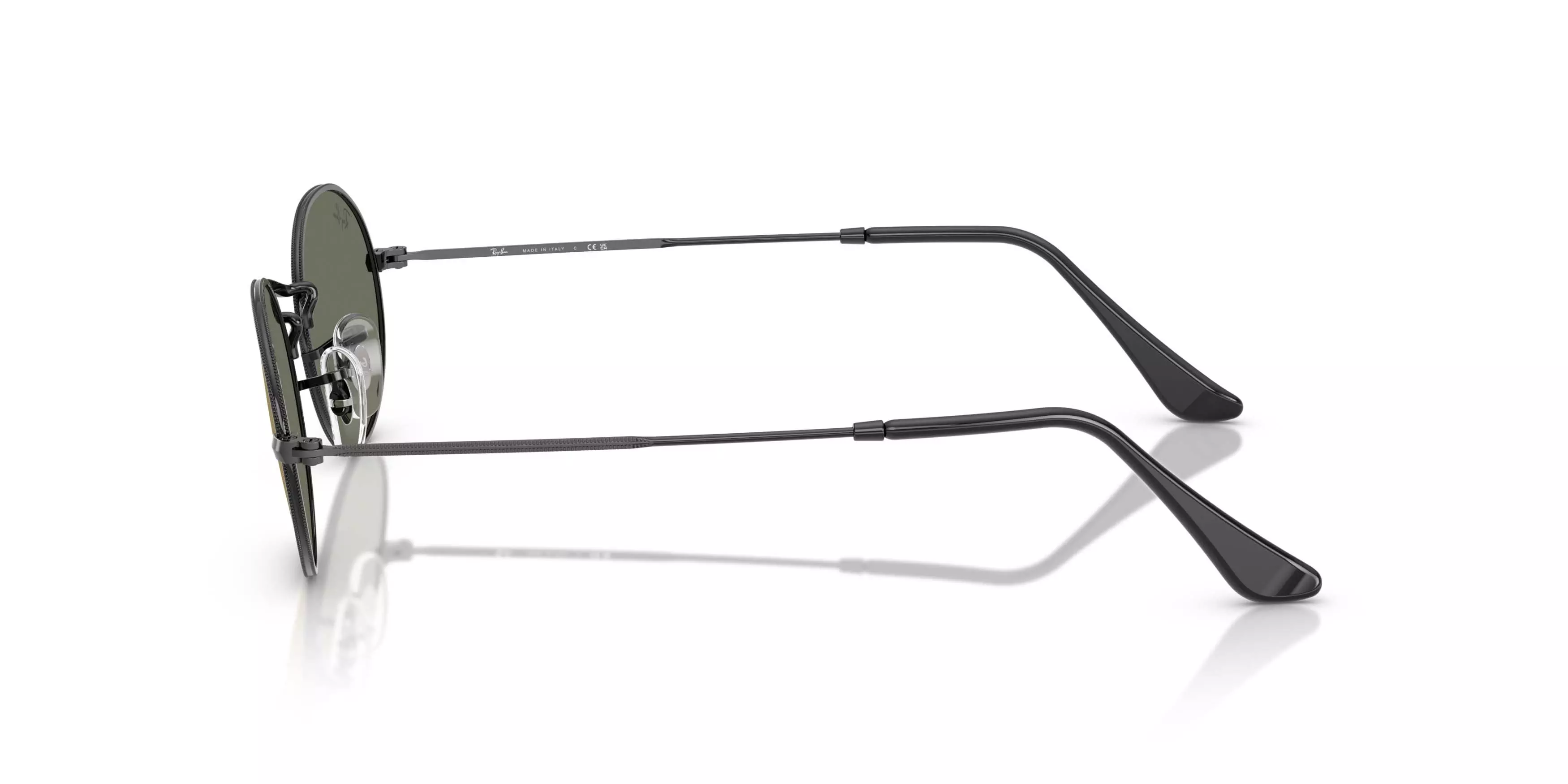 Ray-Ban Oval Flat Lenses Bronze Mirrored Sunglasses &ndash; Polished Black - BLACK