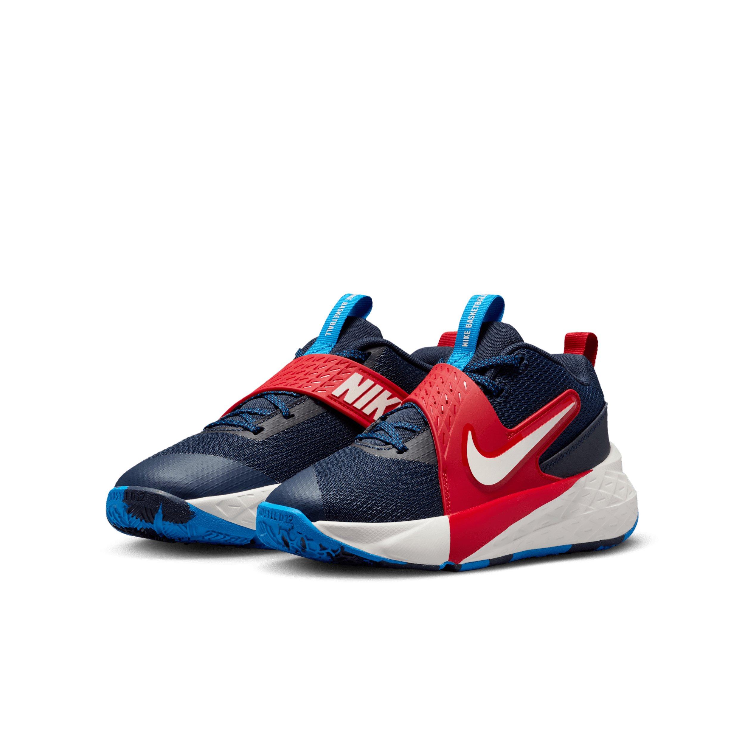Nike Team Hustle D 12 "Team Navy/University Red/Photo Blue/Sail" Grade School Boys' Basketball Shoe - NAVY/RED/BLUE/SAIL