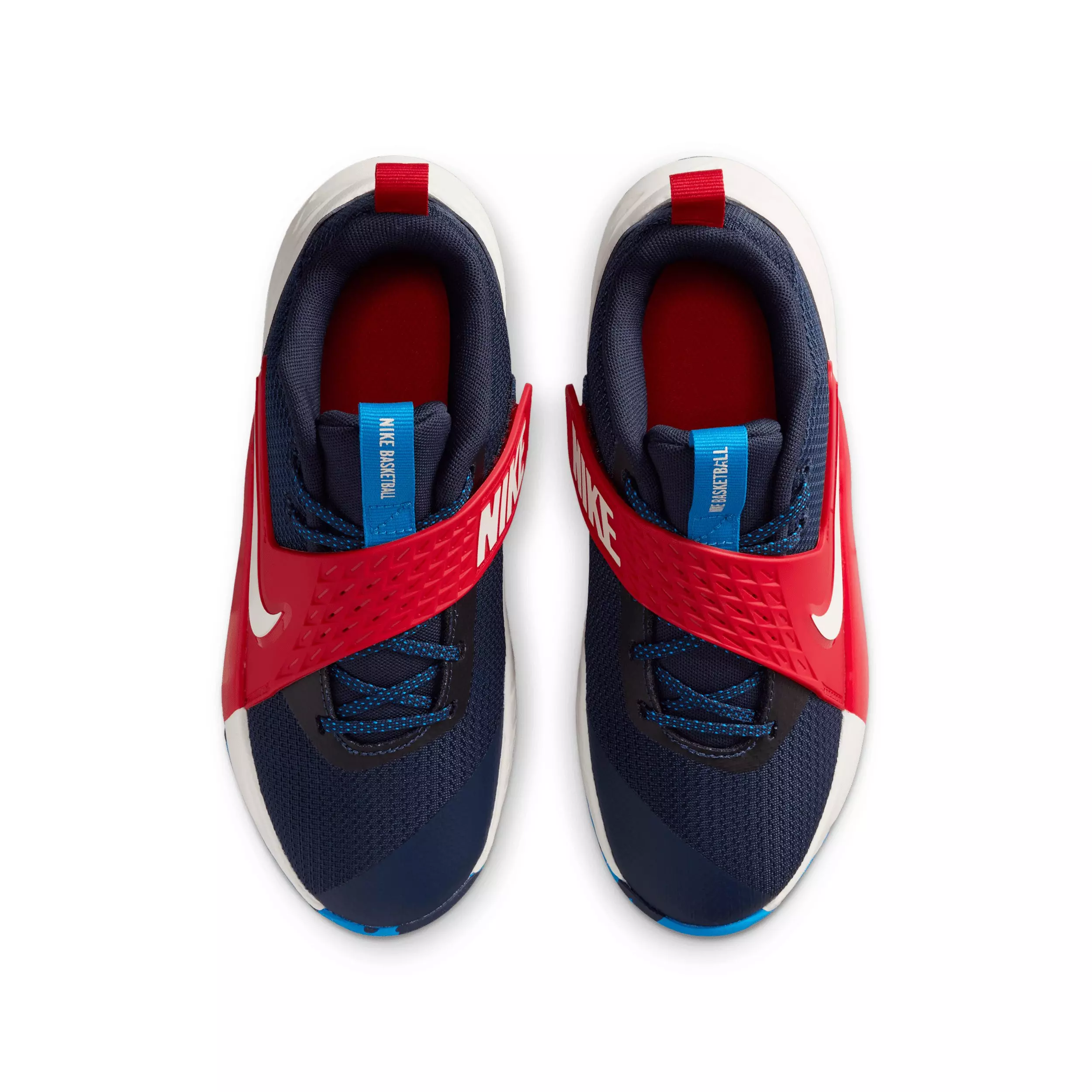 Nike Team Hustle D 12 "Team Navy/University Red/Photo Blue/Sail" Grade School Boys' Basketball Shoe - NAVY/RED/BLUE/SAIL