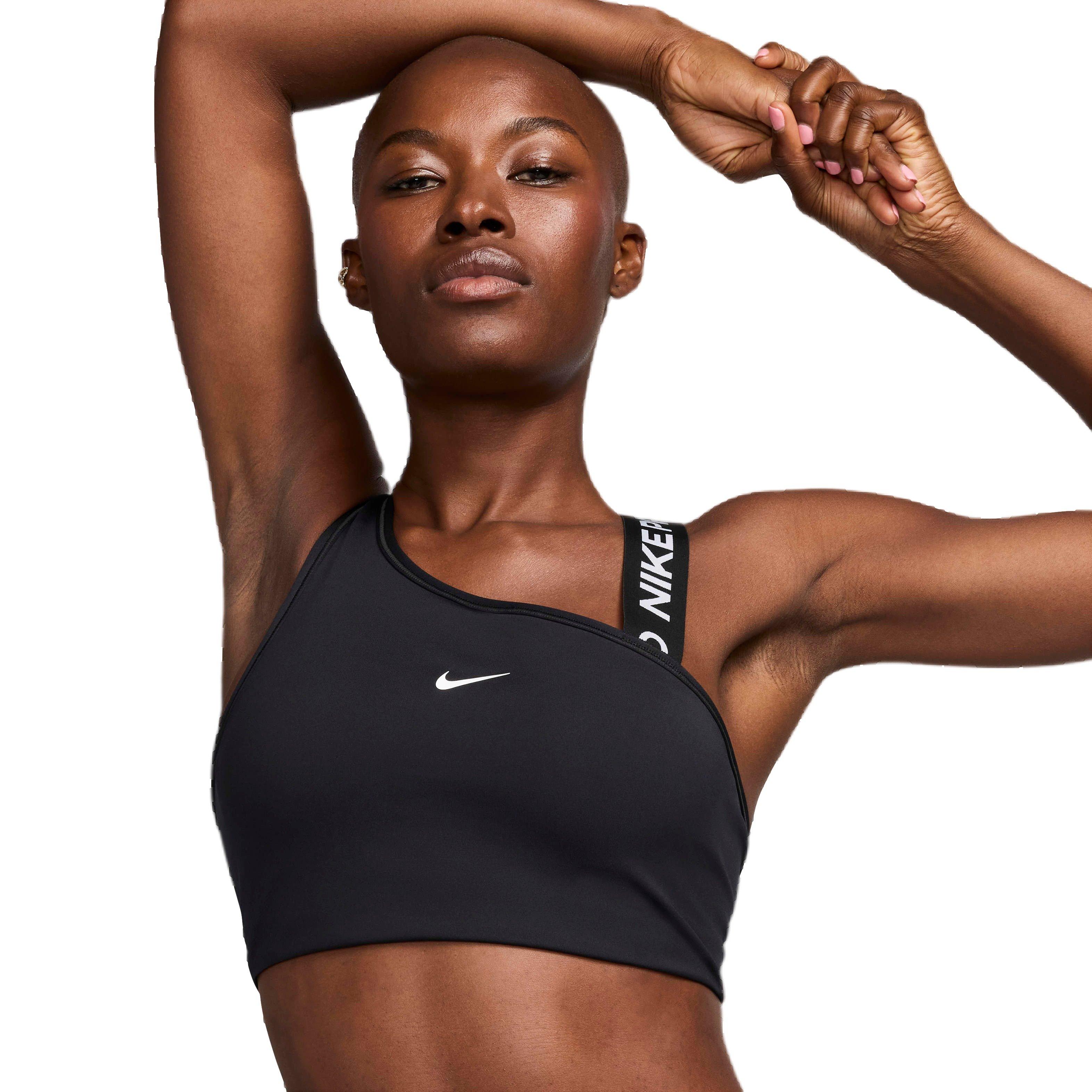 Nike Women's Pro Swoosh MS Asymmetrical Padded Sports Bra - BLACK Thumbnail View 3