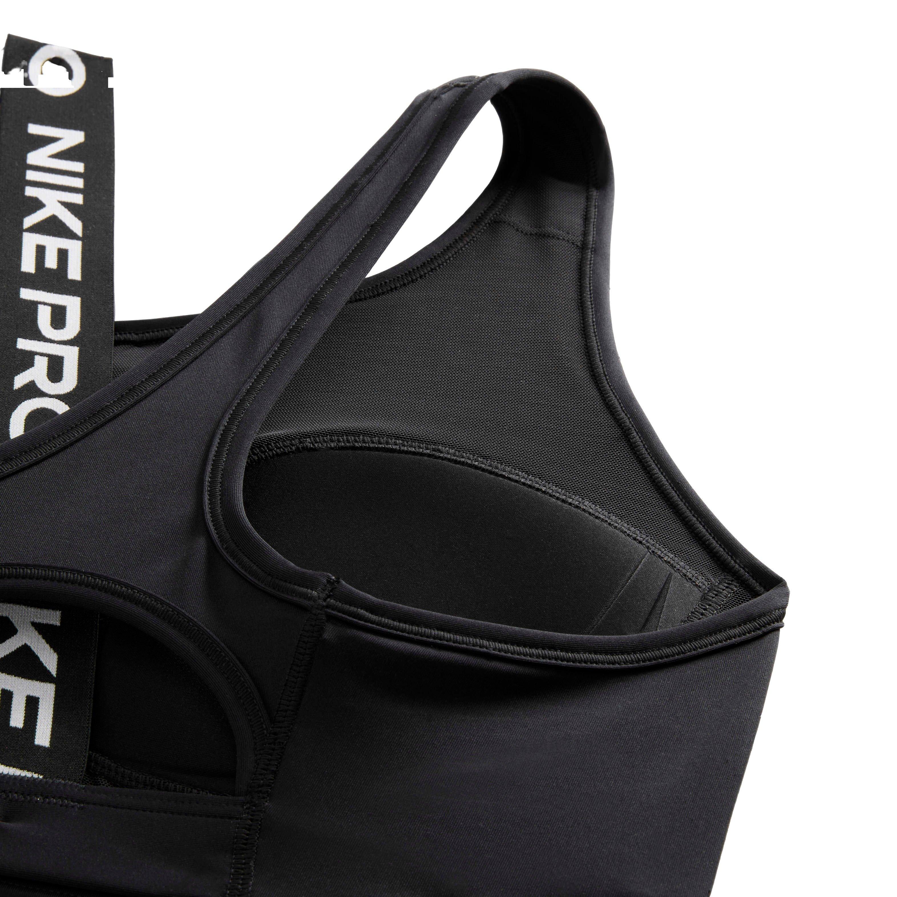 Nike Women's Pro Swoosh MS Asymmetrical Padded Sports Bra - BLACK Thumbnail View 4
