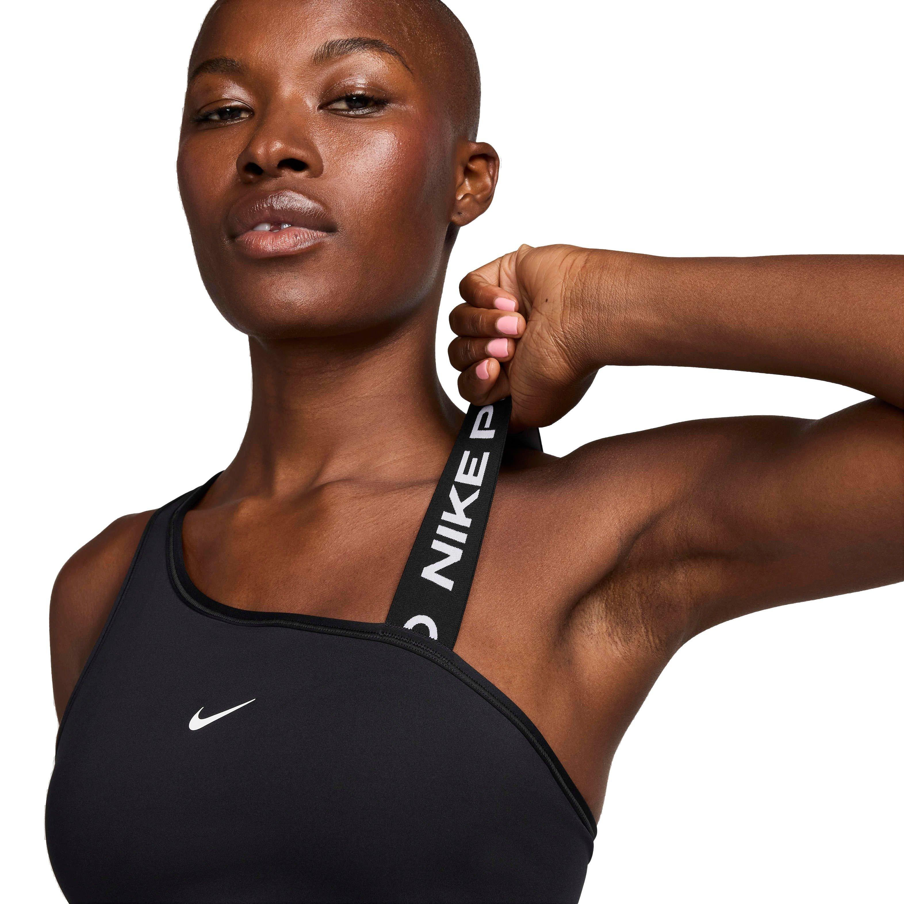 Nike Women's Pro Swoosh MS Asymmetrical Padded Sports Bra - BLACK Thumbnail View 5