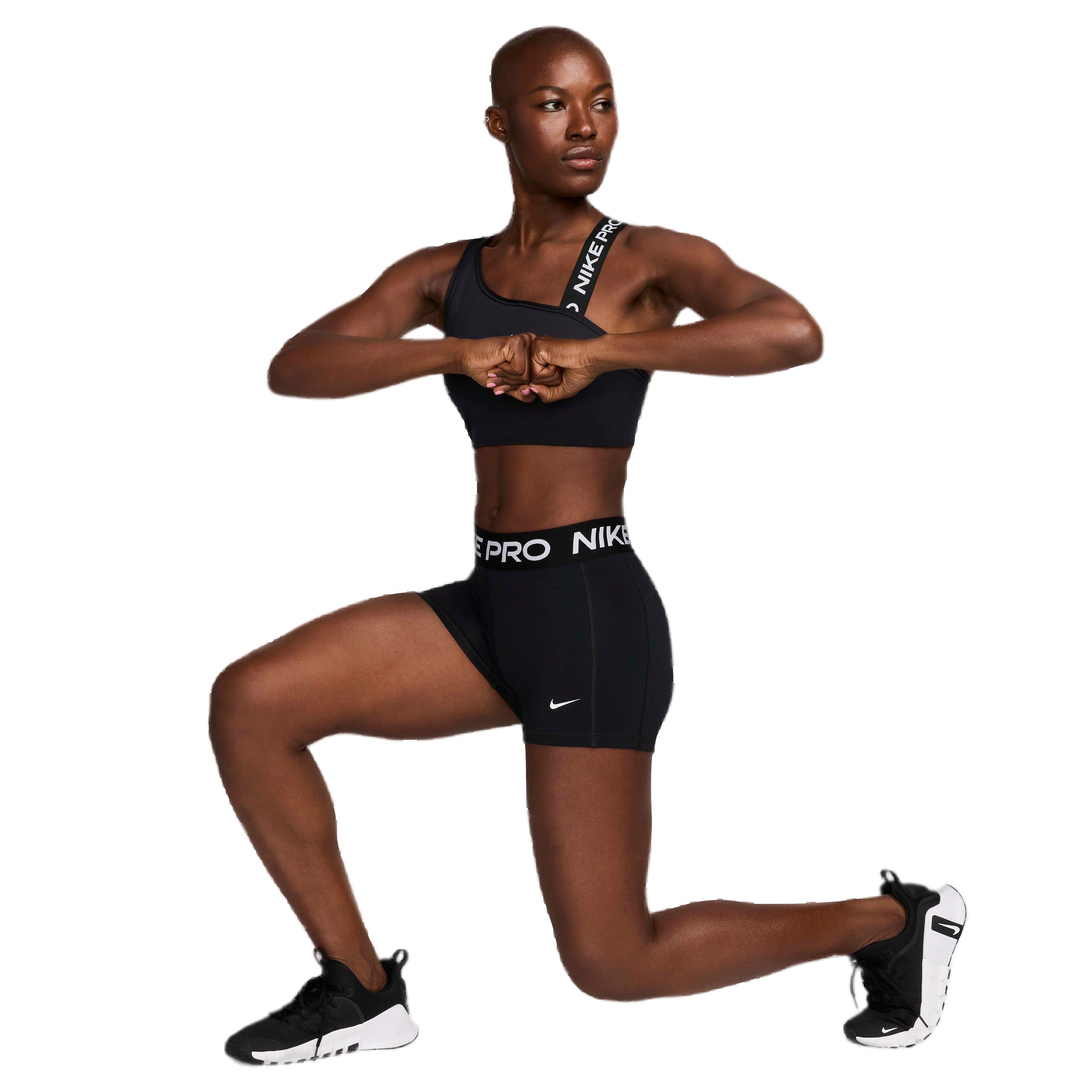 Nike Women's Pro Swoosh MS Asymmetrical Padded Sports Bra - BLACK Thumbnail View 7