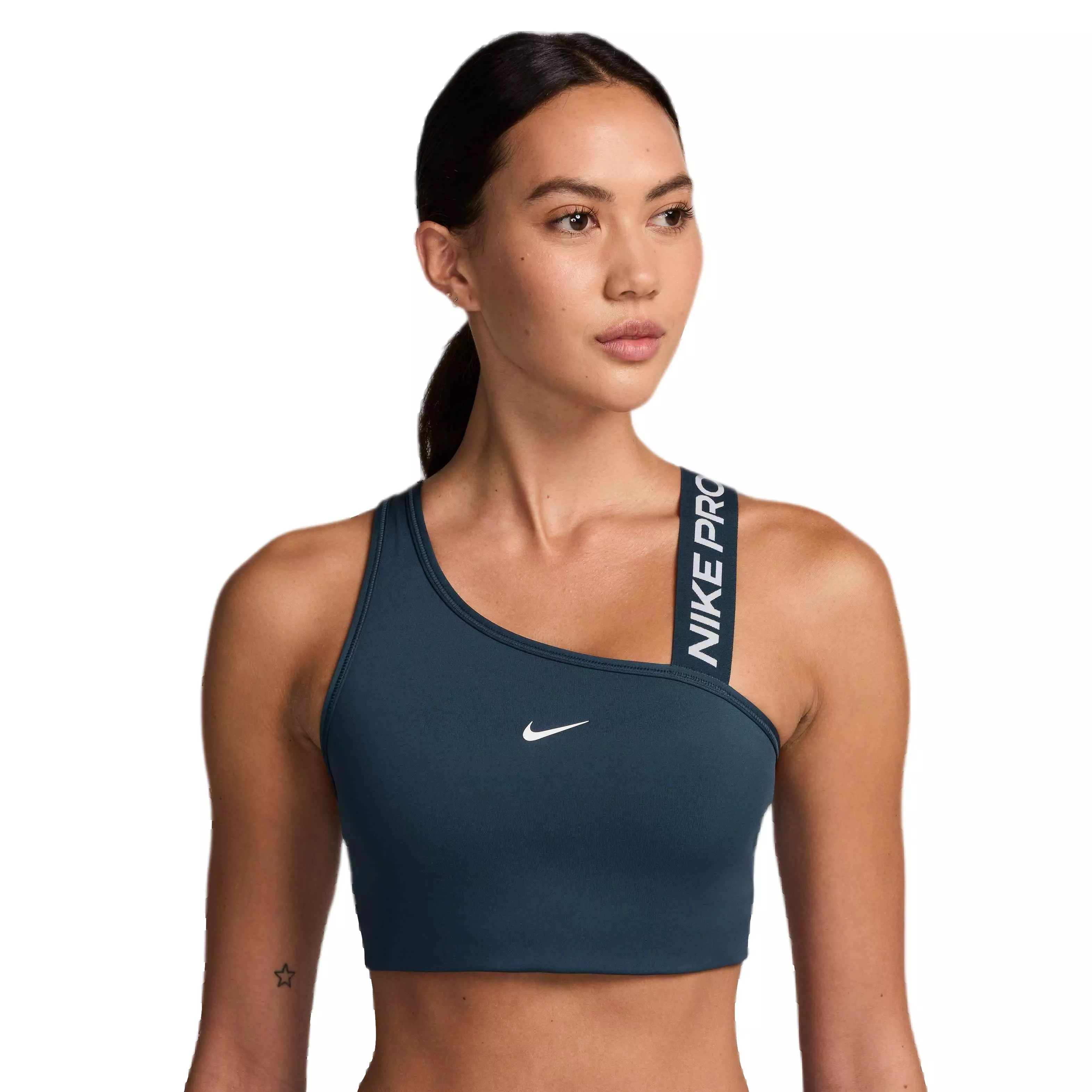 Nike Women's Pro Swoosh MS Asymmetrical Padded Sports Bra - NAVY