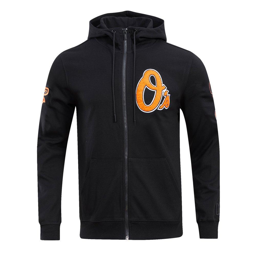 Pro Standard Men's MLB Baltimore Orioles Classic Chenille Full Zip Hooded Jacket - BLACK Thumbnail View 1