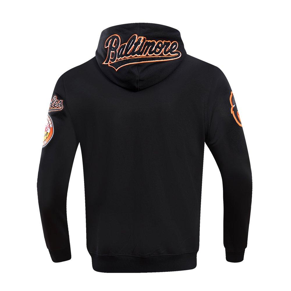 Pro Standard Men's MLB Baltimore Orioles Classic Chenille Full Zip Hooded Jacket - BLACK Thumbnail View 2