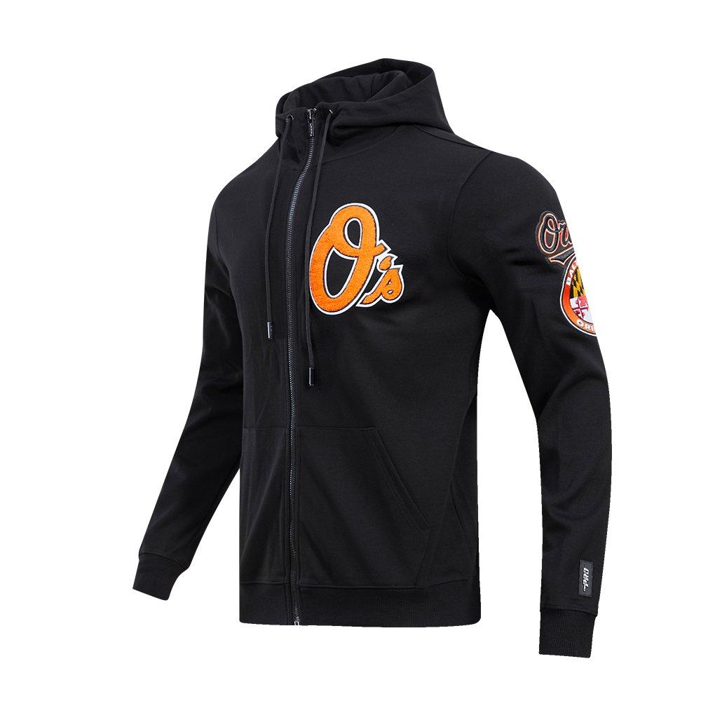 Pro Standard Men's MLB Baltimore Orioles Classic Chenille Full Zip Hooded Jacket - BLACK Thumbnail View 3