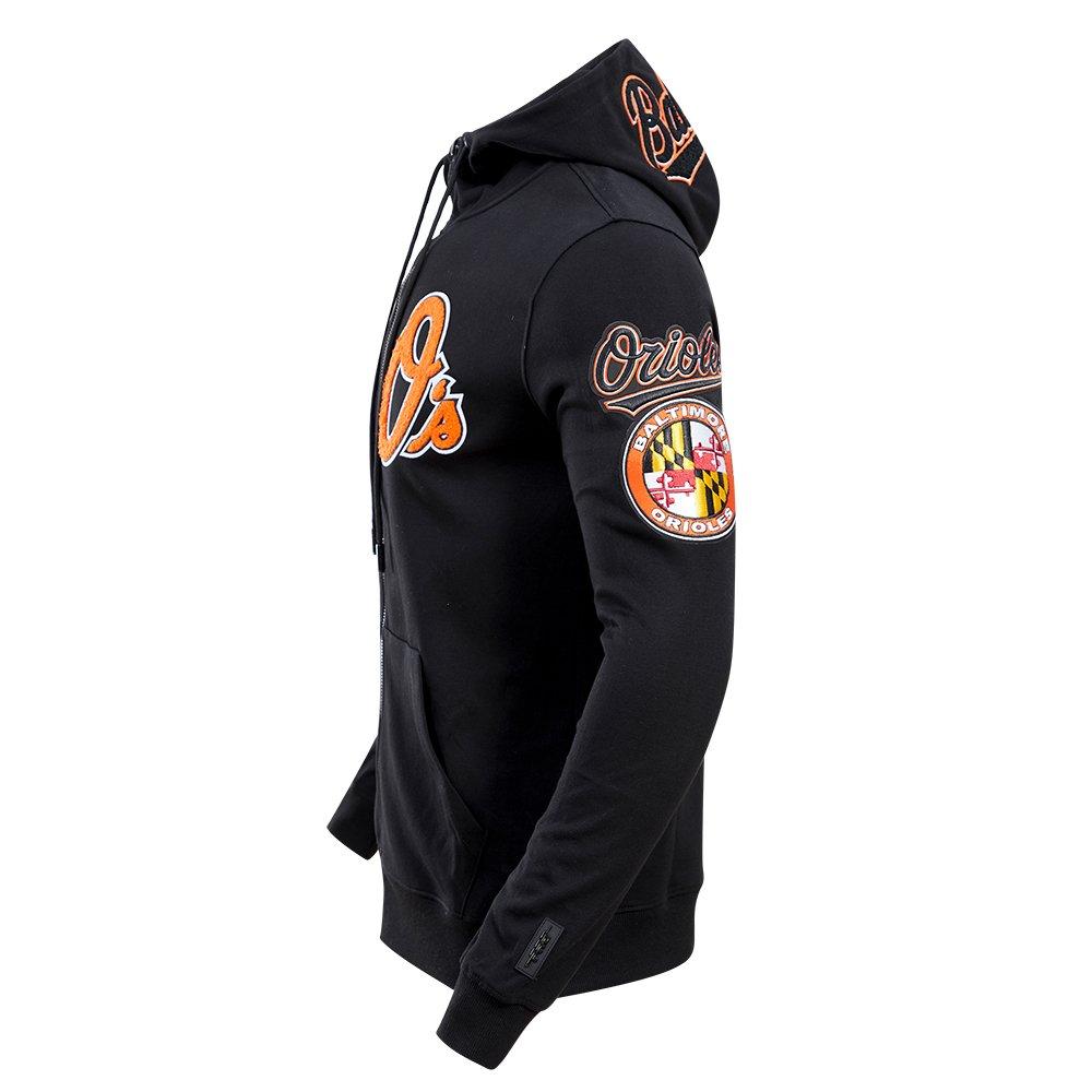 Pro Standard Men's MLB Baltimore Orioles Classic Chenille Full Zip Hooded Jacket - BLACK Thumbnail View 5