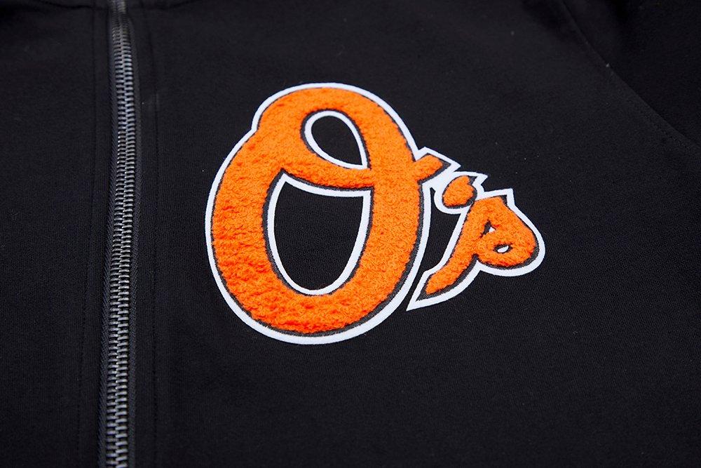 Pro Standard Men's MLB Baltimore Orioles Classic Chenille Full Zip Hooded Jacket - BLACK Thumbnail View 6