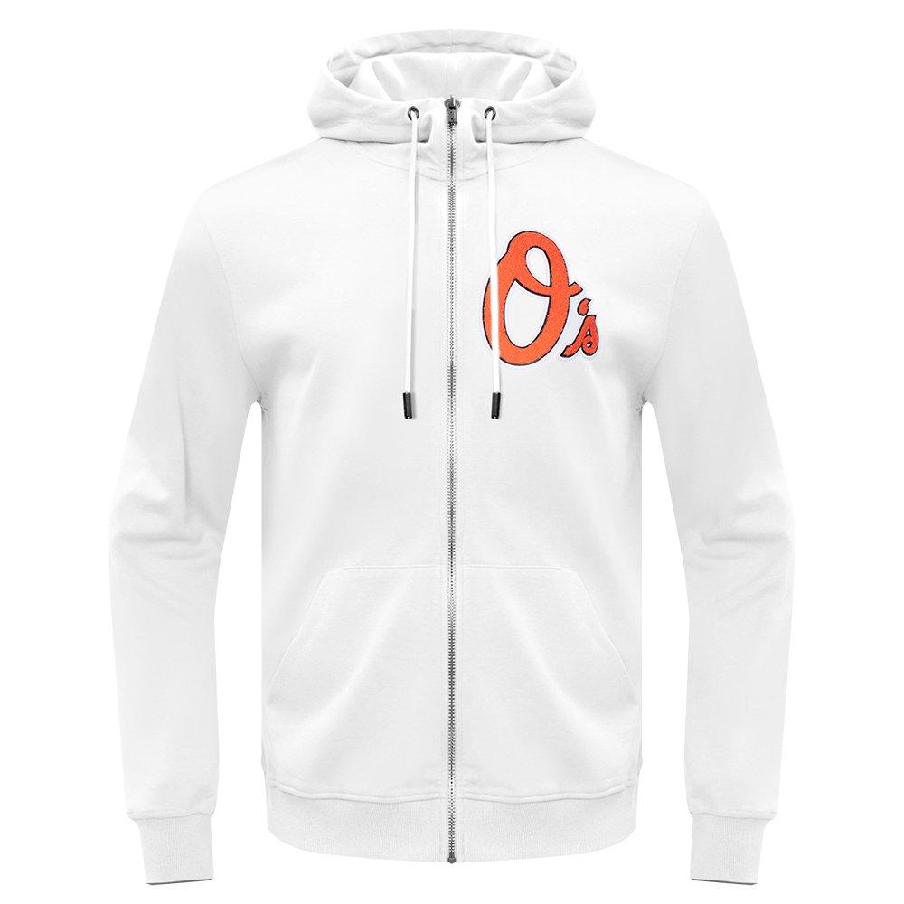 Pro Standard Men's MLB Baltimore Orioles Classic Chenille Full Zip Hooded Jacket - WHITE Thumbnail View 1