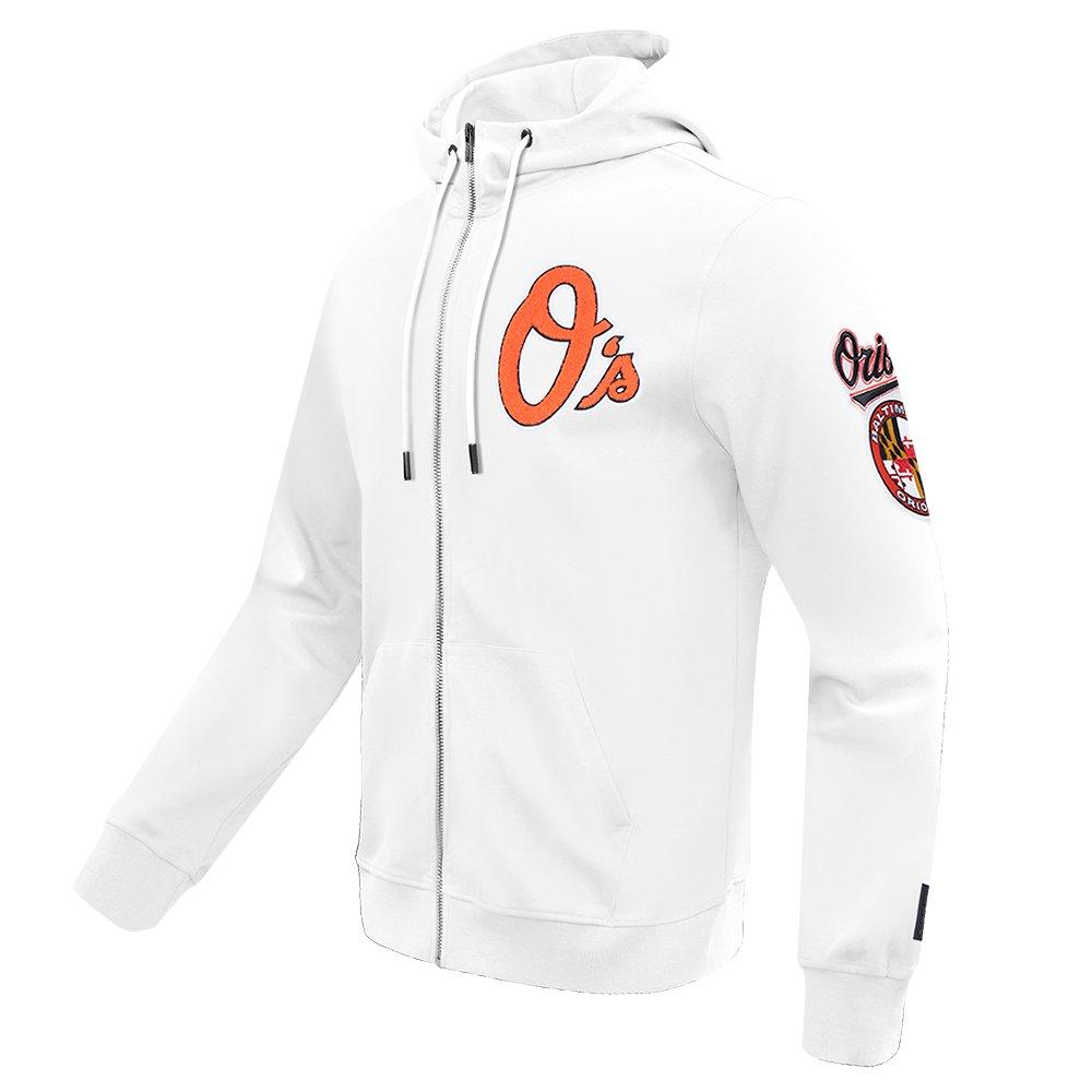 Pro Standard Men's MLB Baltimore Orioles Classic Chenille Full Zip Hooded Jacket - WHITE Thumbnail View 3