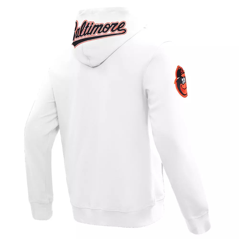 Pro Standard Men's MLB Baltimore Orioles Classic Chenille Full Zip Hooded Jacket - WHITE