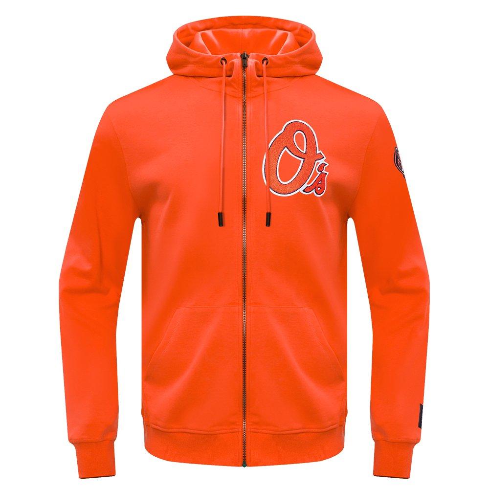 Pro Standard Men's MLB Baltimore Orioles Classic Chenille Full Zip Hooded Jacket - ORANGE Thumbnail View 1