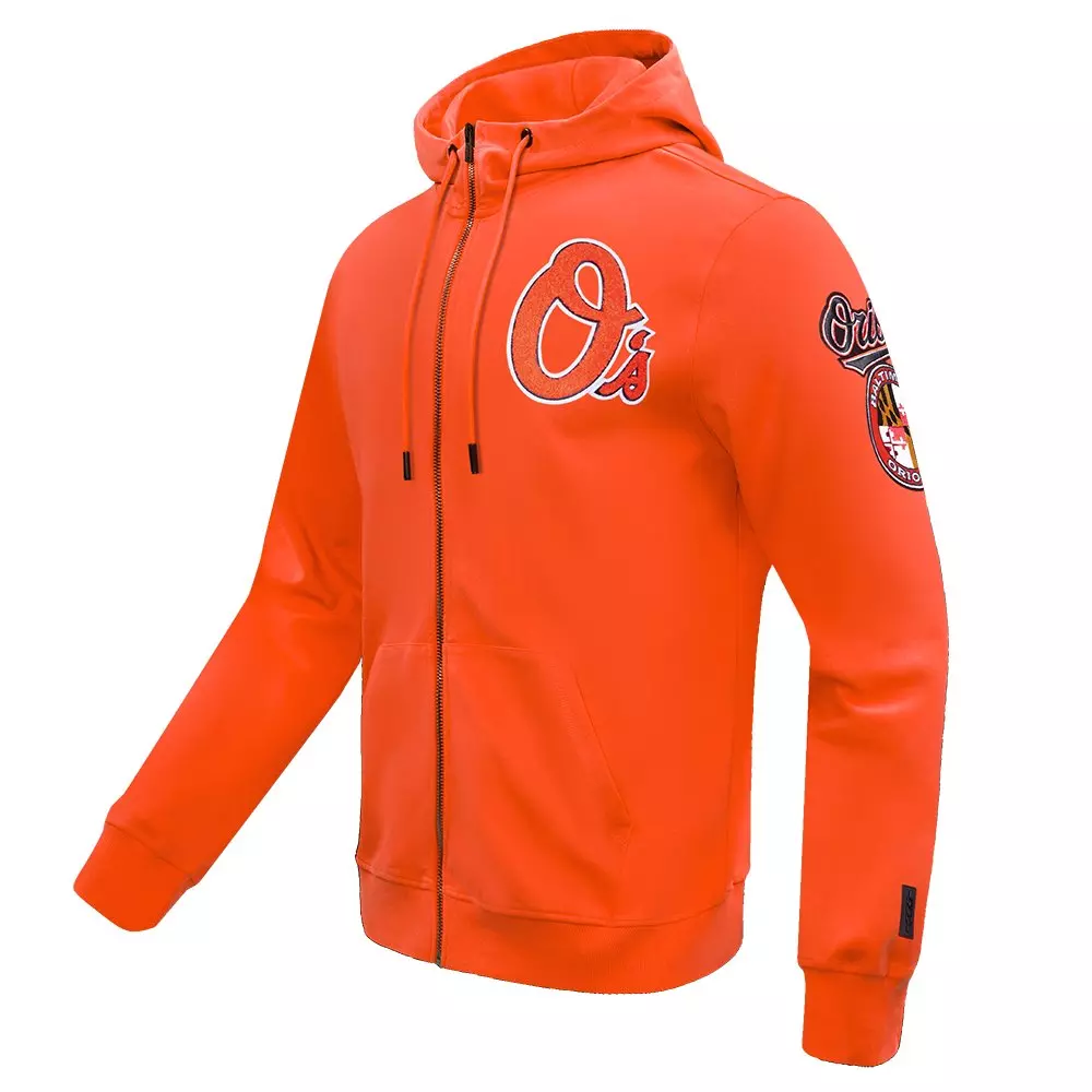 Pro Standard Men's MLB Baltimore Orioles Classic Chenille Full Zip Hooded Jacket - ORANGE