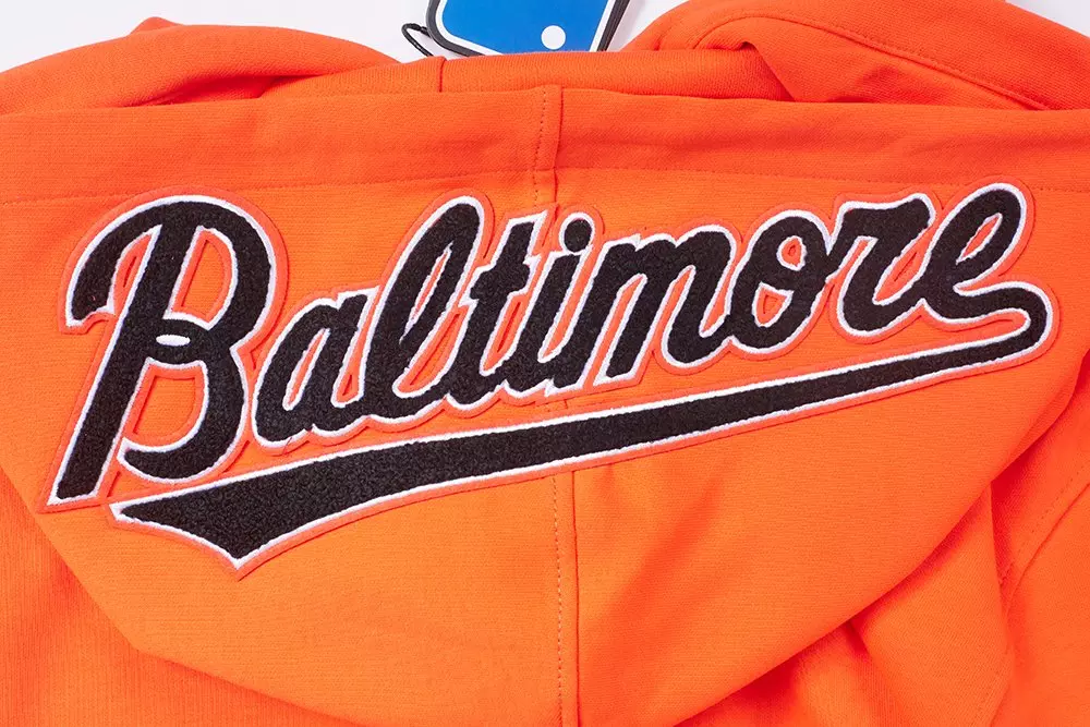 Pro Standard Men's MLB Baltimore Orioles Classic Chenille Full Zip Hooded Jacket - ORANGE