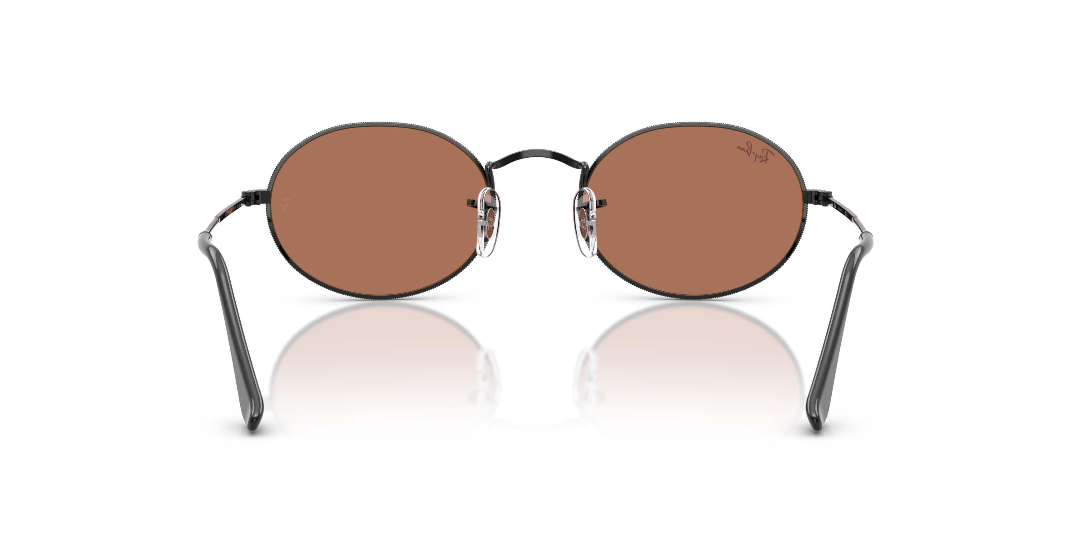 Ray-Ban Oval Flat Lenses Brown Mirror Gold Sunglasses &ndash; Polished Black - BLACK/GOLD Thumbnail View 4