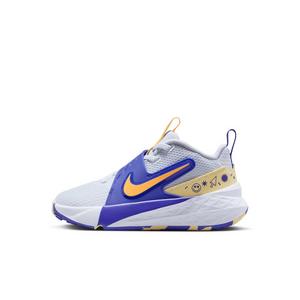 Nike Team Hustle D 12 "Football Grey/Lapis/Soft Yellow/Laser Orange" Preschool Boys' Basketball Shoe - GREY/LAPIS/YELLOW/ORANGE