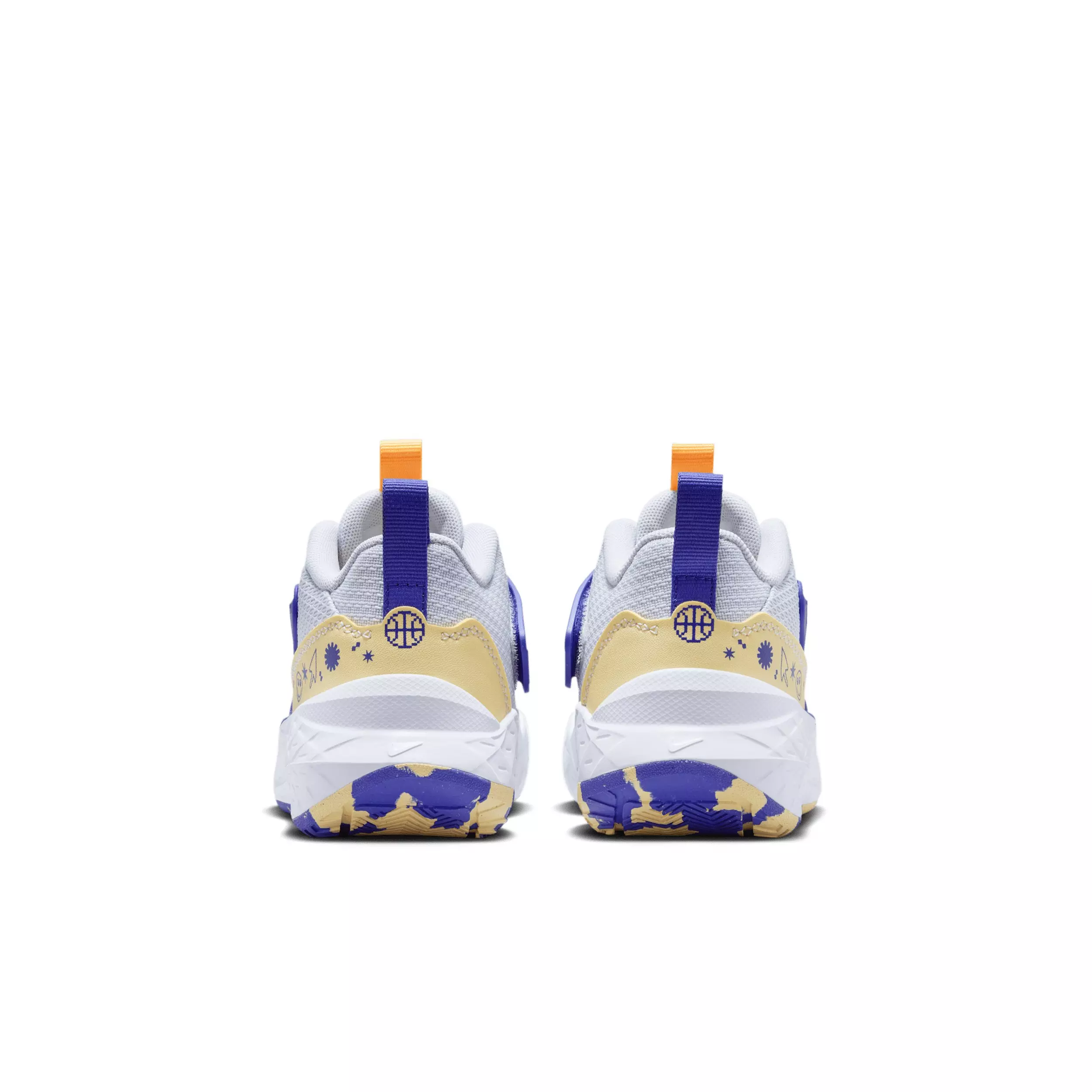Nike Team Hustle D 12 "Football Grey/Lapis/Soft Yellow/Laser Orange" Preschool Boys' Basketball Shoe - GREY/LAPIS/YELLOW/ORANGE