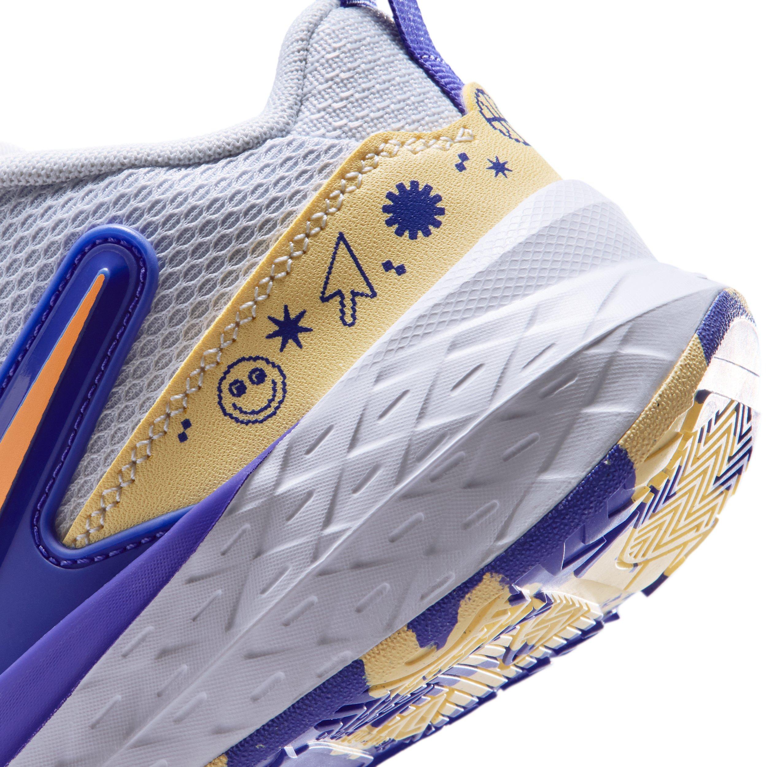 Nike Team Hustle D 12 "Football Grey/Lapis/Soft Yellow/Laser Orange" Preschool Boys' Basketball Shoe - GREY/LAPIS/YELLOW/ORANGE