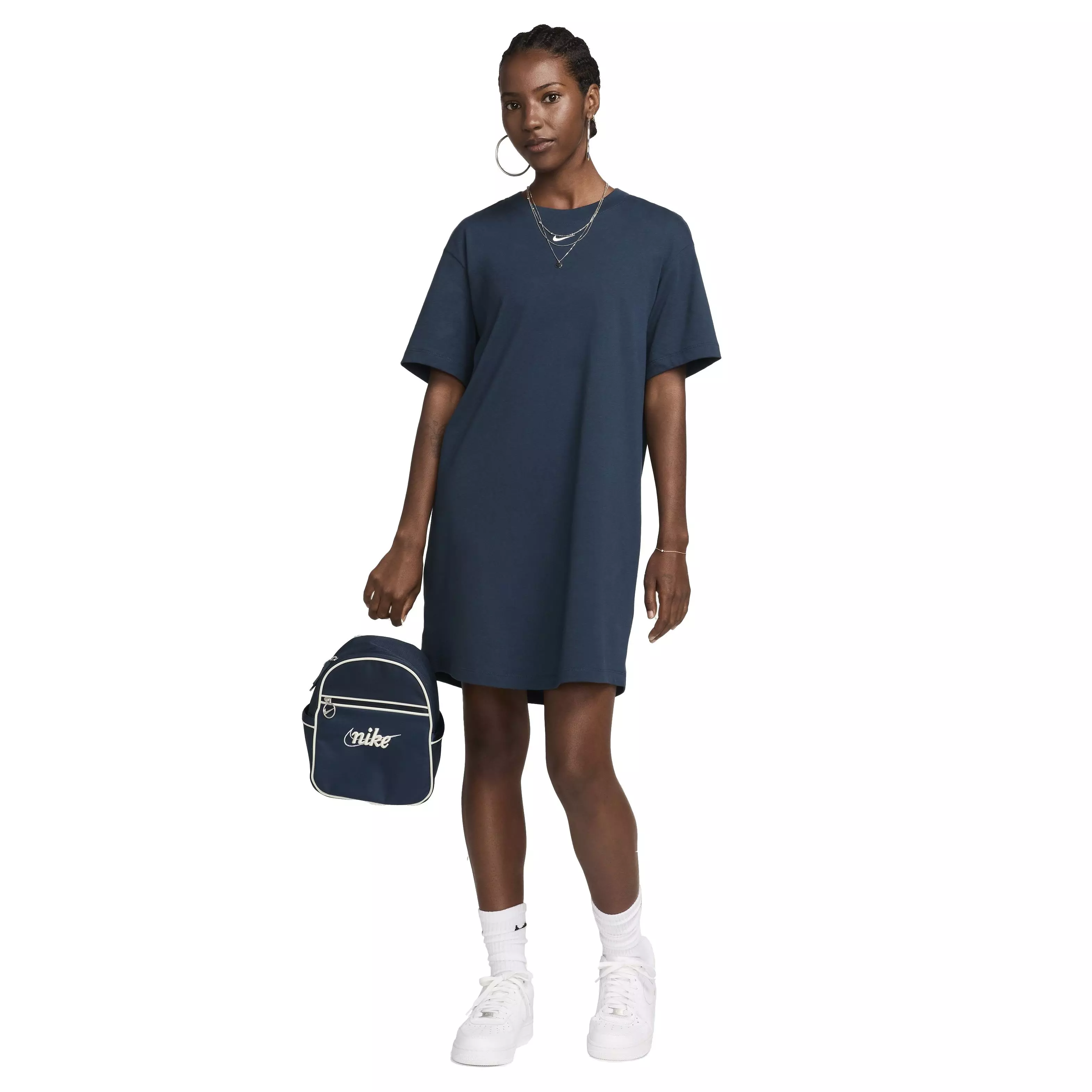 Nike Women's Sportswear Chill Knit Oversized T-Shirt Dress - BLUE