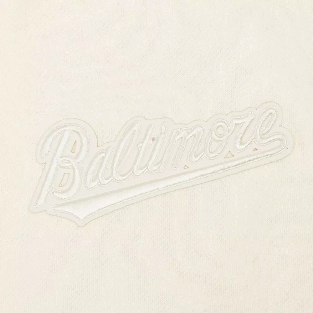 Pro Standard Men's MLB Baltimore Orioles Neutral Drop Shoulder Pullover Hoodie - CREAM