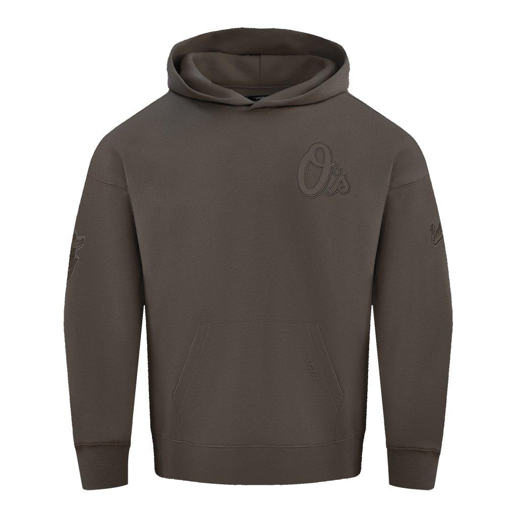 Pro Standard Men's MLB Baltimore Orioles Neutral Drop Shoulder Pullover Hoodie - DK BROWN Thumbnail View 1