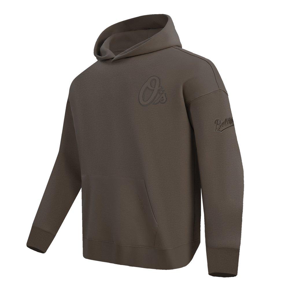 Pro Standard Men's MLB Baltimore Orioles Neutral Drop Shoulder Pullover Hoodie - DK BROWN Thumbnail View 3