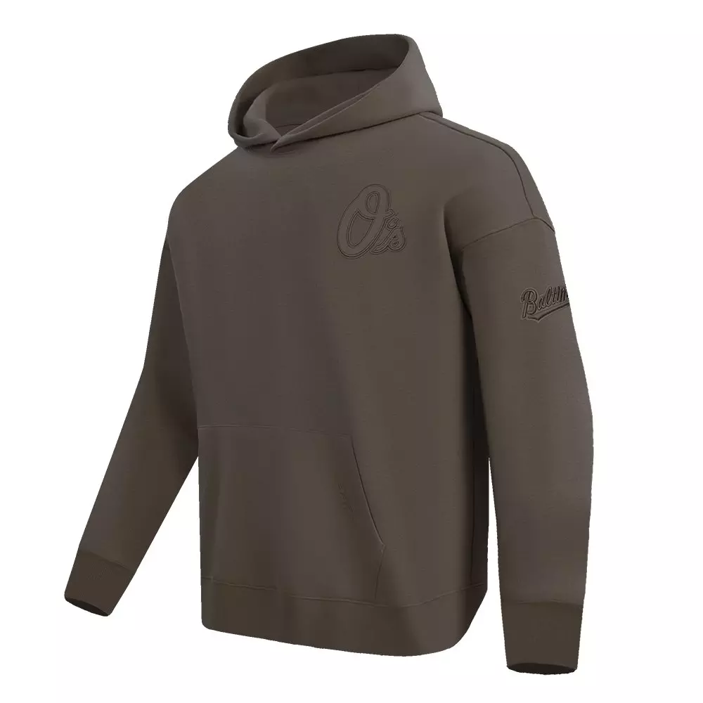 Pro Standard Men's MLB Baltimore Orioles Neutral Drop Shoulder Pullover Hoodie - DK BROWN