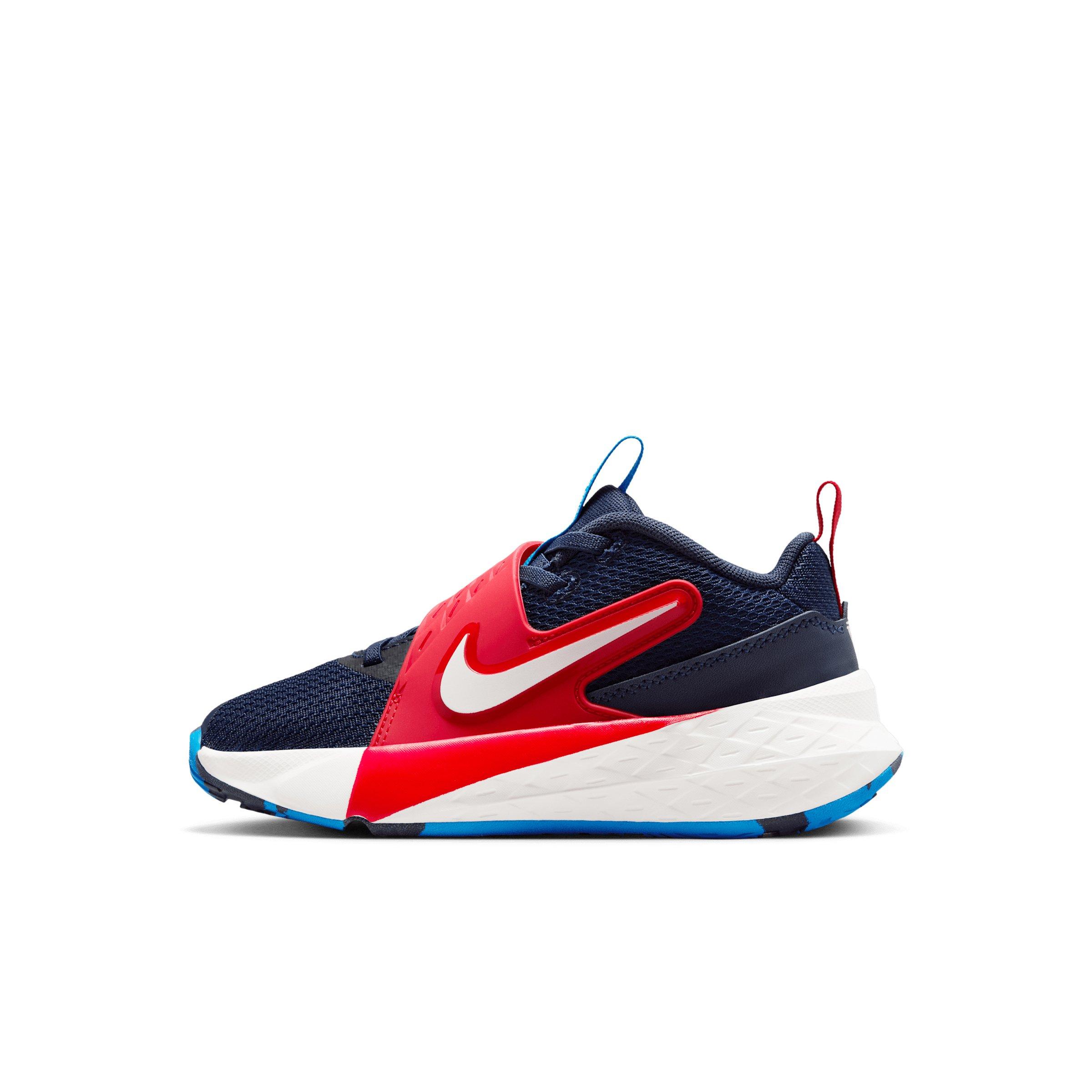 Nike Team Hustle D 12 "Team Navy/University Red/Photo Blue/Sail" Preschool Boys' Basketball Shoe - NAVY/RED/BLUE/SAIL