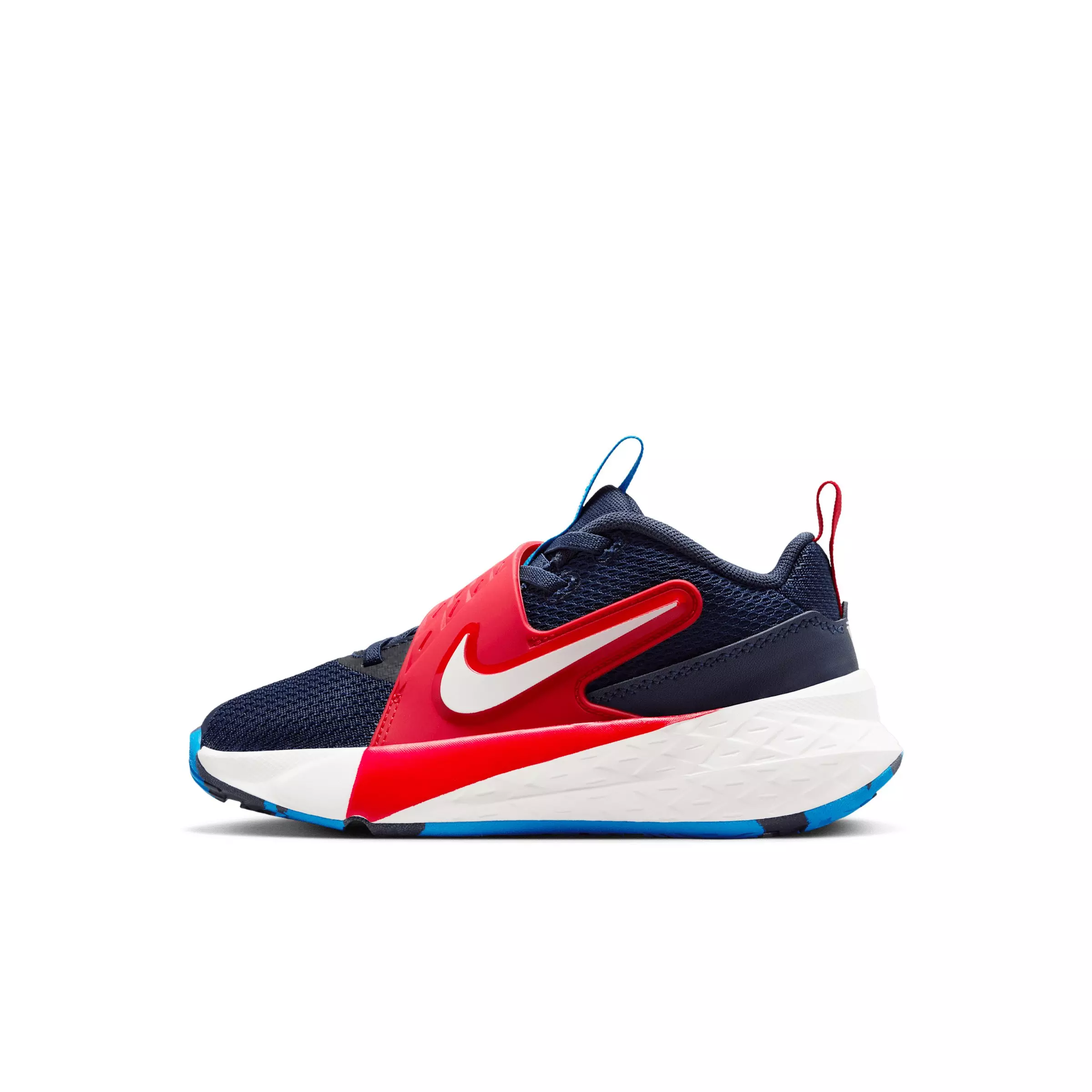Nike Team Hustle D 12 "Team Navy/University Red/Photo Blue/Sail" Preschool Boys' Basketball Shoe - NAVY/RED/BLUE/SAIL