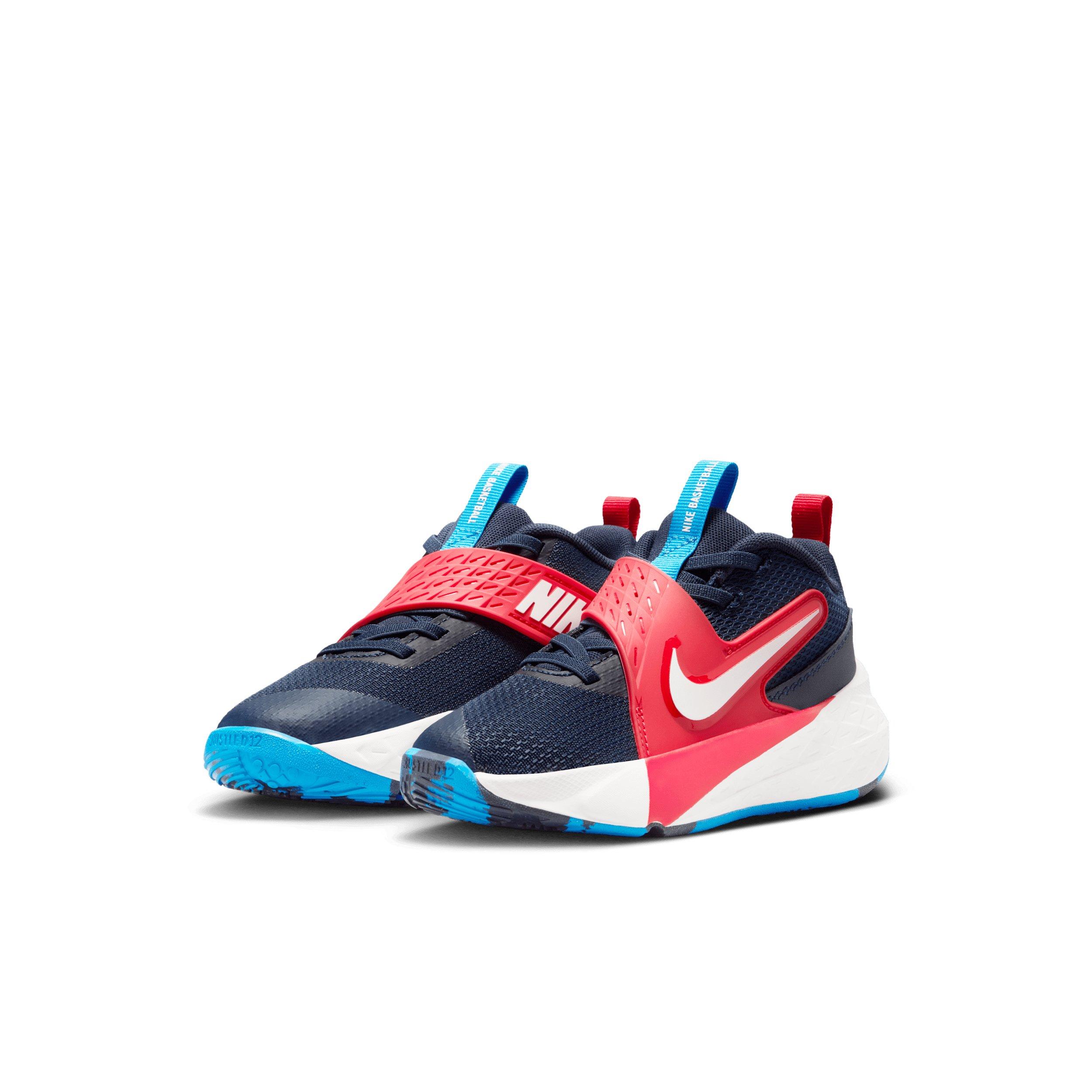 Nike Team Hustle D 12 "Team Navy/University Red/Photo Blue/Sail" Preschool Boys' Basketball Shoe - NAVY/RED/BLUE/SAIL
