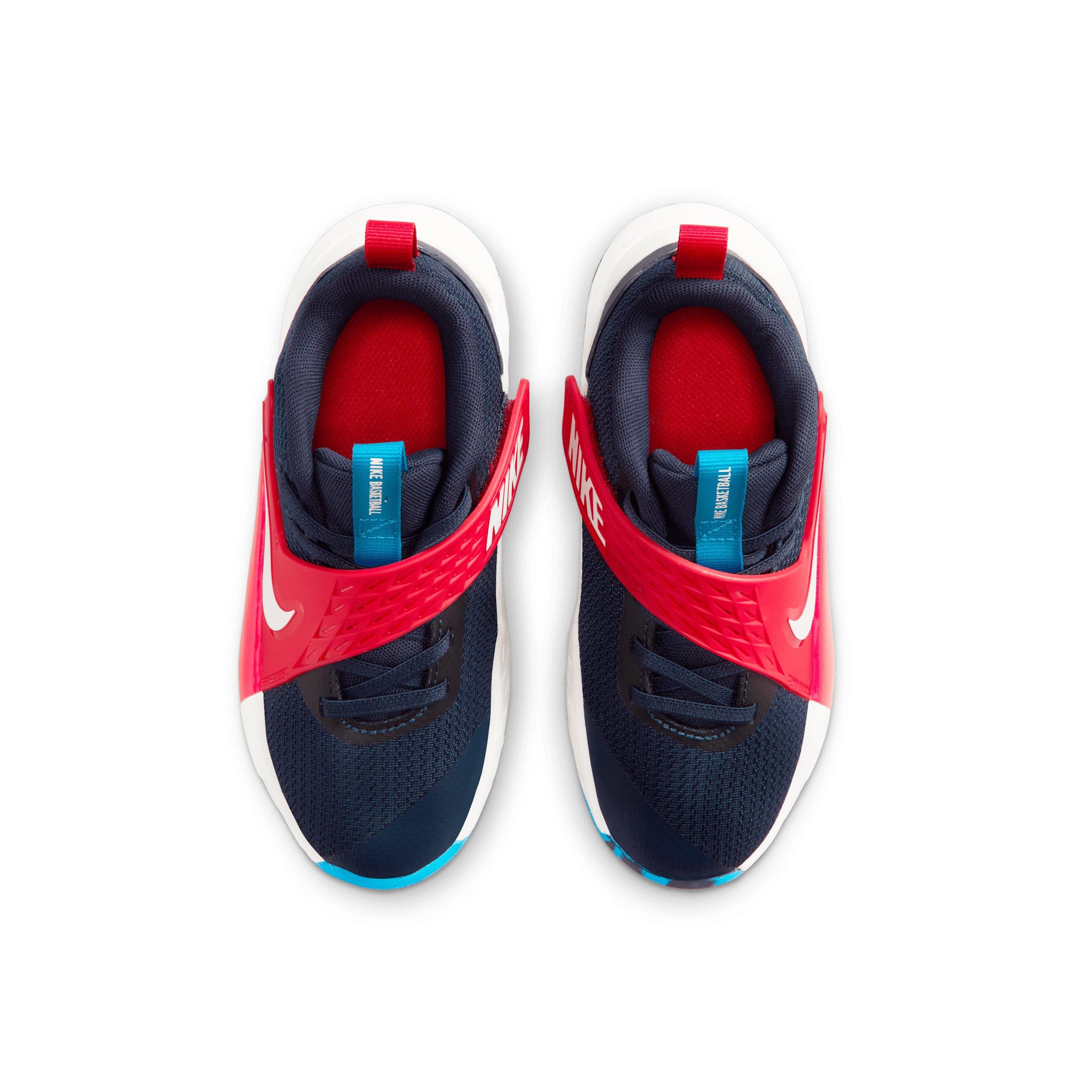 Nike Team Hustle D 12 "Team Navy/University Red/Photo Blue/Sail" Preschool Boys' Basketball Shoe - NAVY/RED/BLUE/SAIL