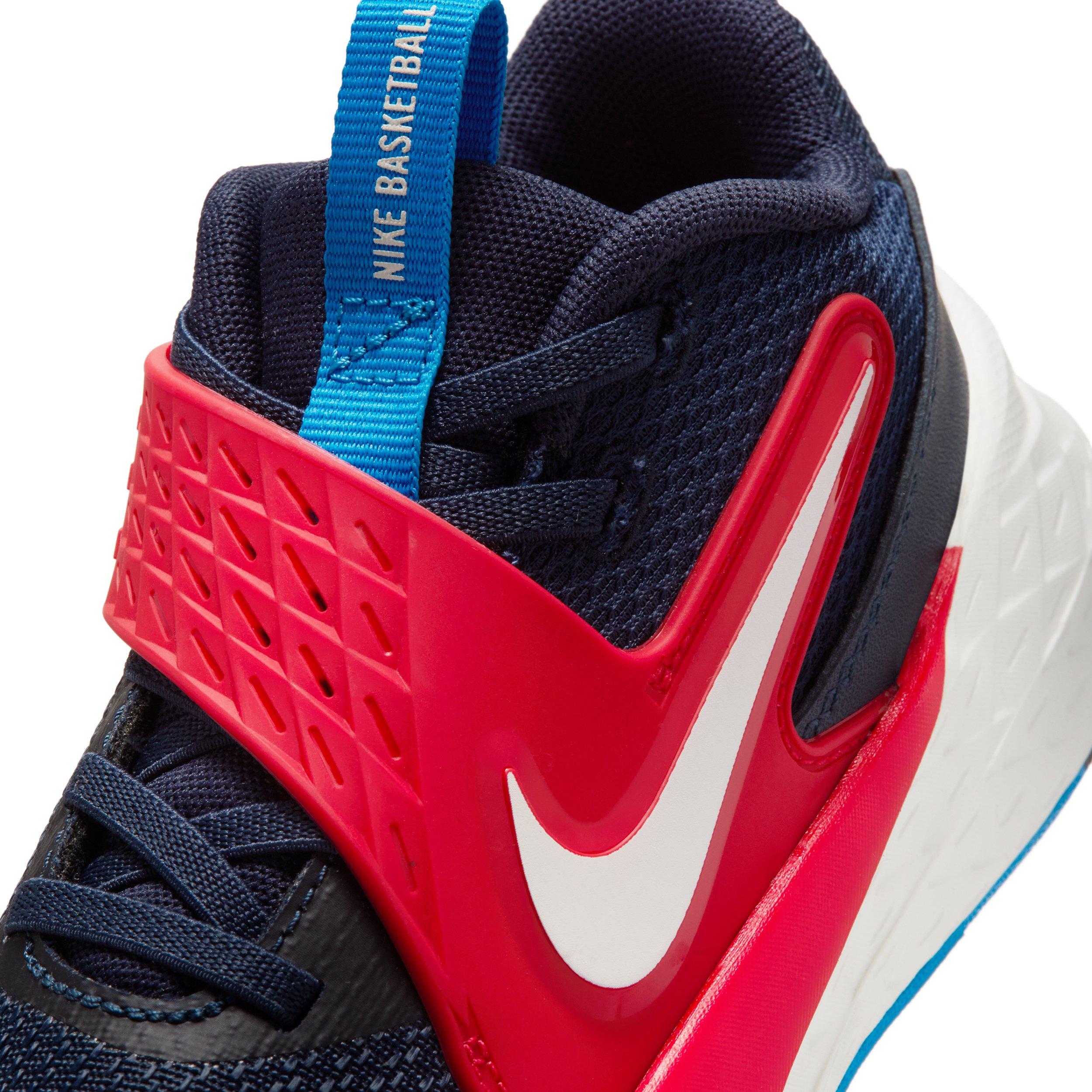 Nike Team Hustle D 12 "Team Navy/University Red/Photo Blue/Sail" Preschool Boys' Basketball Shoe - NAVY/RED/BLUE/SAIL