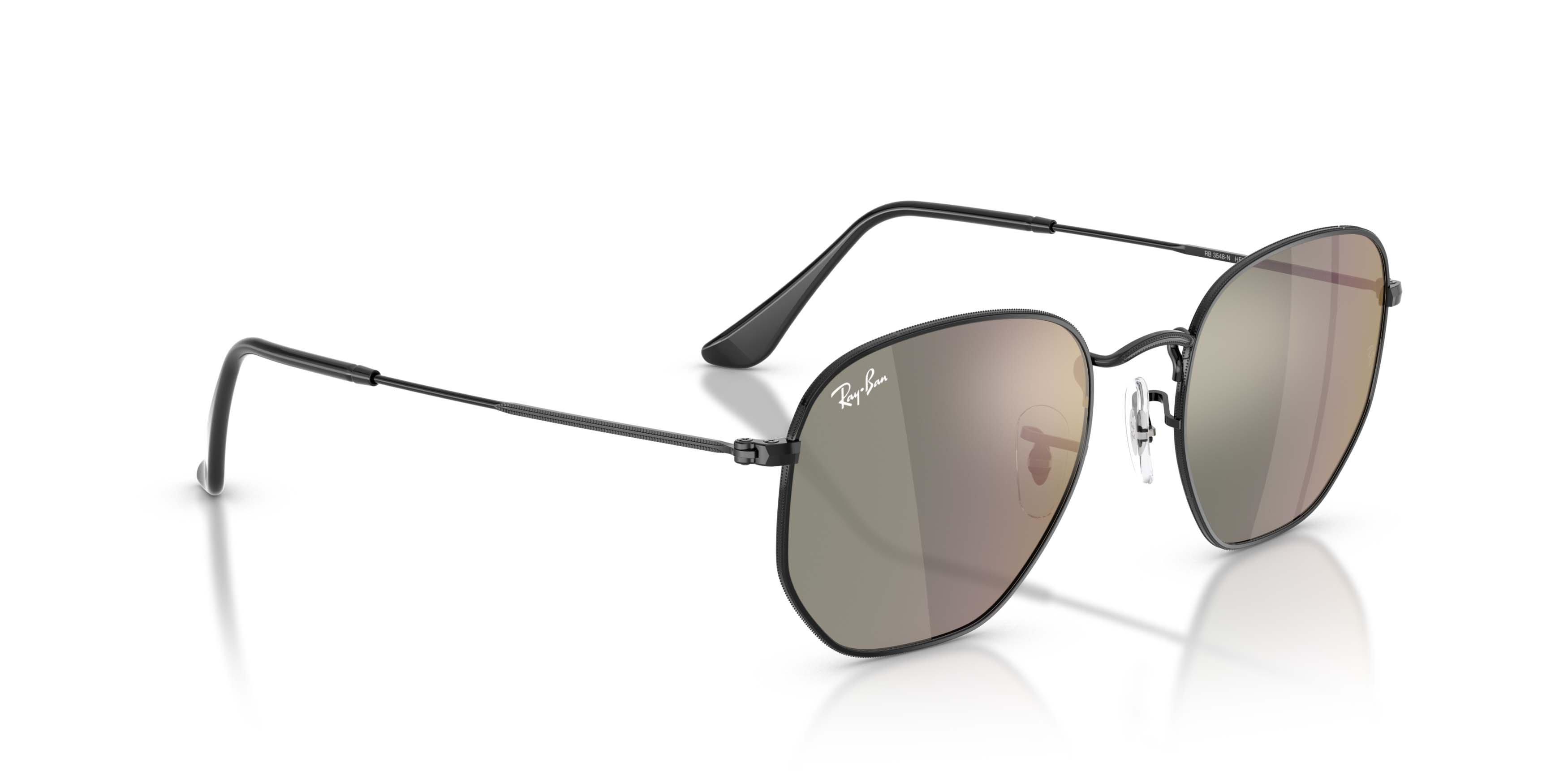 Ray-Ban Hexagonal Flat Lenses Bronze Mirrored Sunglasses &ndash; Polished Black - BLACK Thumbnail View 3