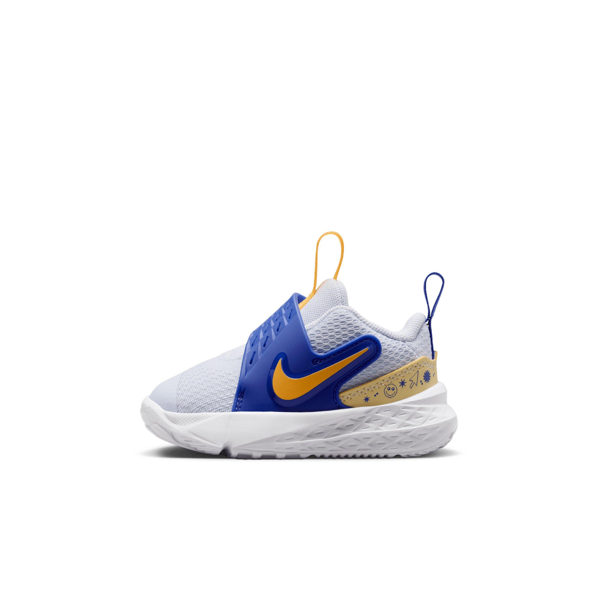 Nike Team Hustle D 12 "Football Grey/Lapis/Soft Yellow/Laser Orange" Infant Boys' Basketball Shoe - GREY/LAPIS/YELLOW/ORANGE