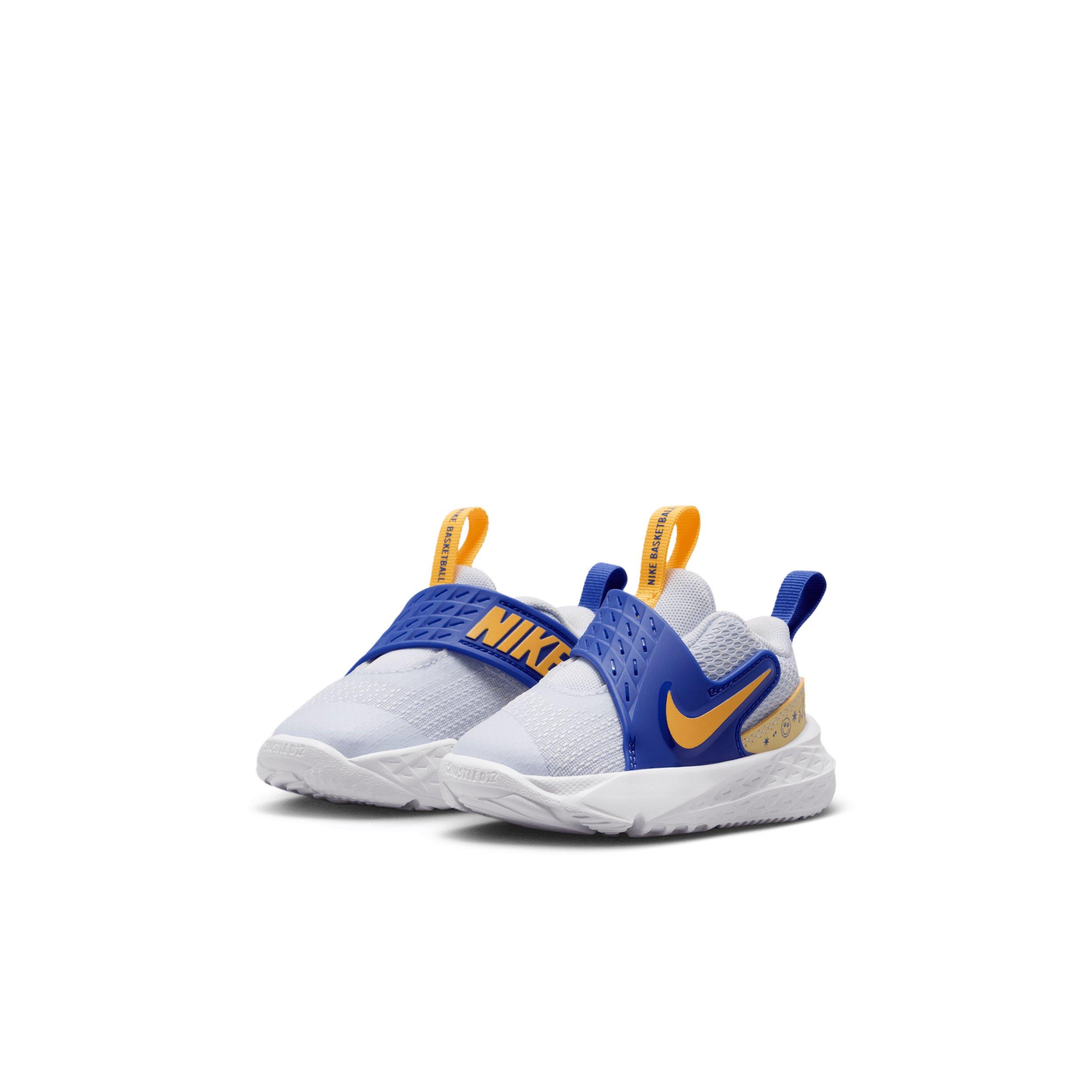 Nike Team Hustle D 12 "Football Grey/Lapis/Soft Yellow/Laser Orange" Infant Boys' Basketball Shoe - GREY/LAPIS/YELLOW/ORANGE