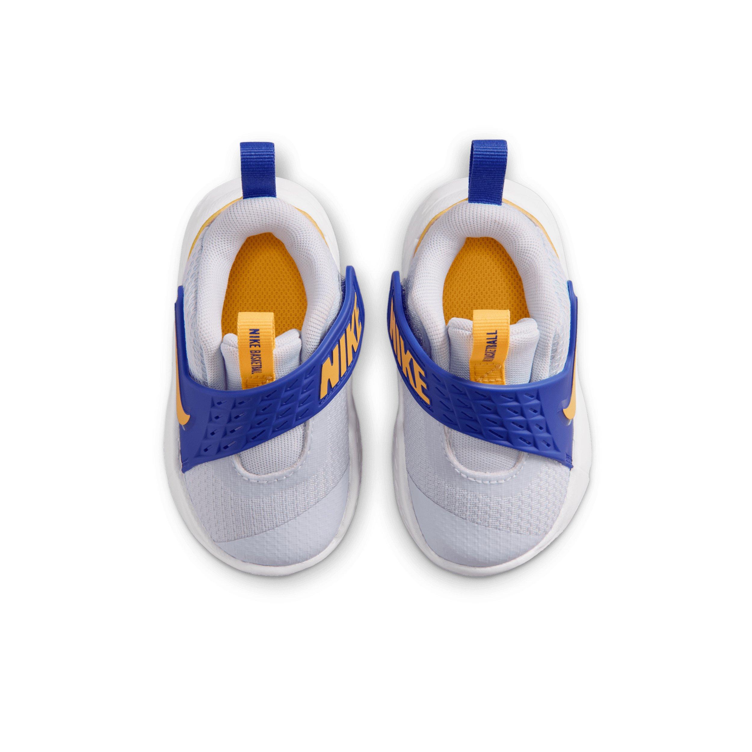 Nike Team Hustle D 12 "Football Grey/Lapis/Soft Yellow/Laser Orange" Infant Boys' Basketball Shoe - GREY/LAPIS/YELLOW/ORANGE