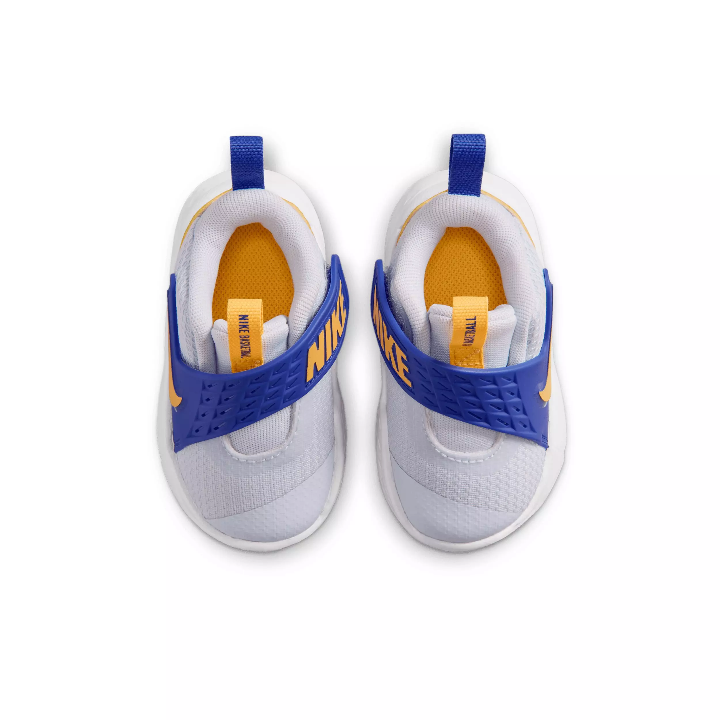 Nike Team Hustle D 12 "Football Grey/Lapis/Soft Yellow/Laser Orange" Infant Boys' Basketball Shoe - GREY/LAPIS/YELLOW/ORANGE
