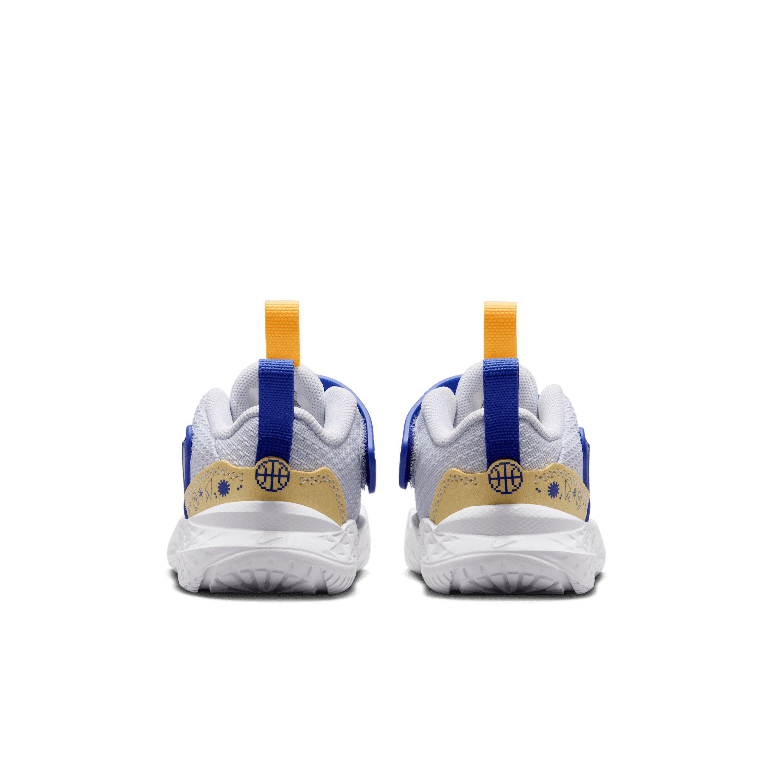 Nike Team Hustle D 12 "Football Grey/Lapis/Soft Yellow/Laser Orange" Infant Boys' Basketball Shoe - GREY/LAPIS/YELLOW/ORANGE