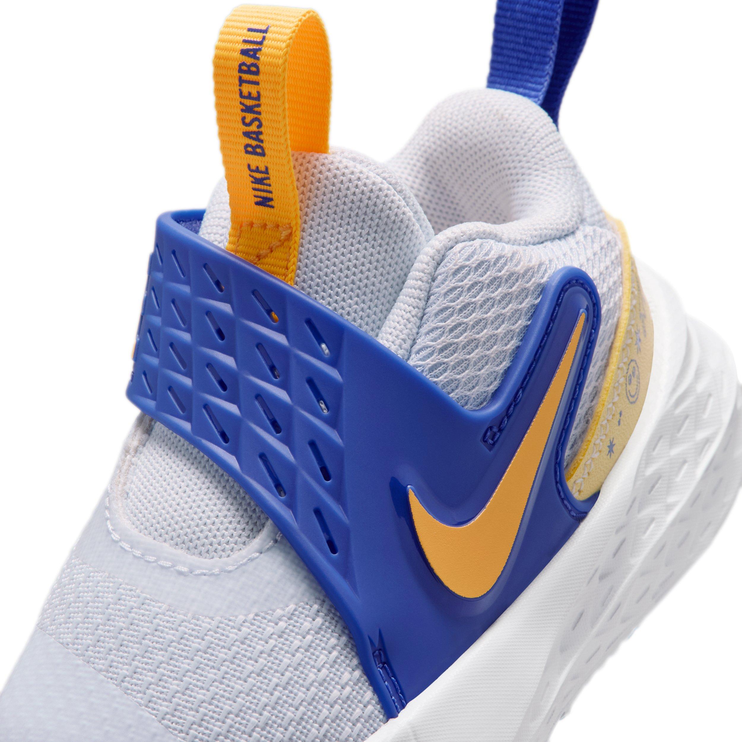 Nike Team Hustle D 12 "Football Grey/Lapis/Soft Yellow/Laser Orange" Infant Boys' Basketball Shoe - GREY/LAPIS/YELLOW/ORANGE