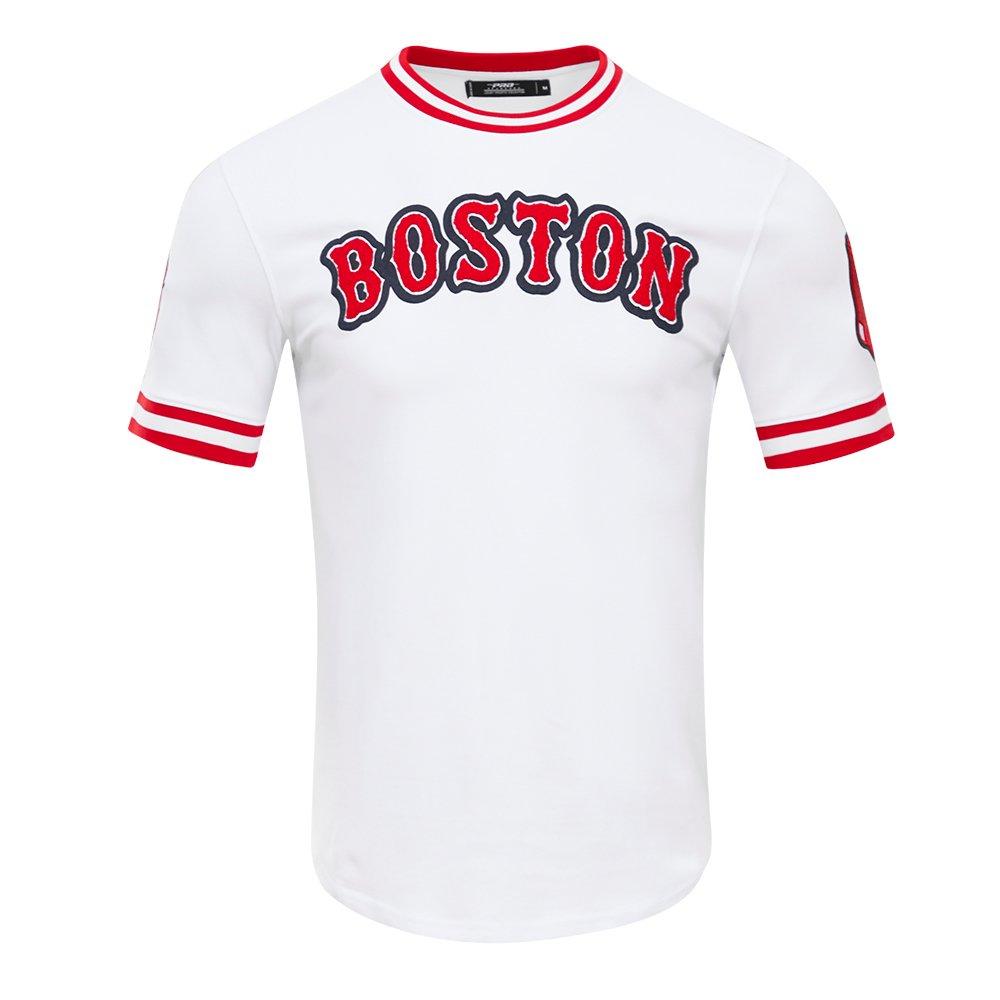 Pro Standard Men's MLB Boston Red Sox Classic Chenille Striped Sleeve Top - WHITE Thumbnail View 1
