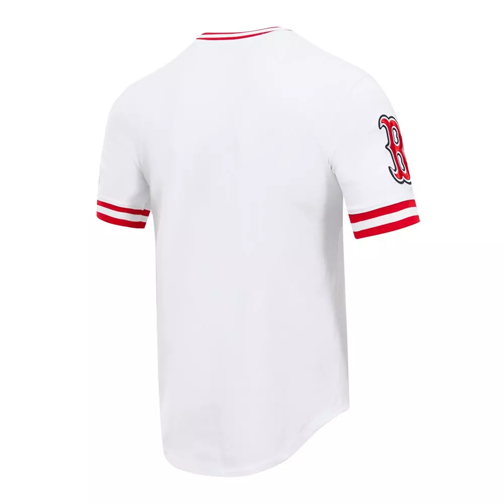 Pro Standard Men's MLB Boston Red Sox Classic Chenille Striped Sleeve Top - WHITE