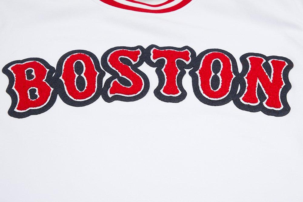 Pro Standard Men's MLB Boston Red Sox Classic Chenille Striped Sleeve Top - WHITE Thumbnail View 5