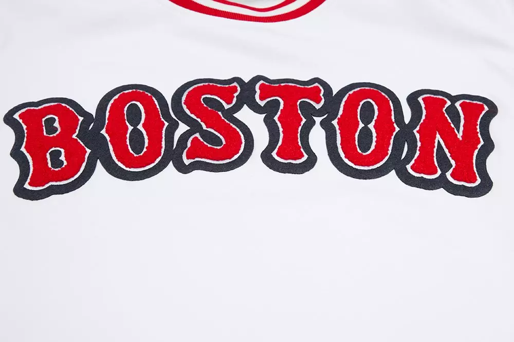 Pro Standard Men's MLB Boston Red Sox Classic Chenille Striped Sleeve Top - WHITE